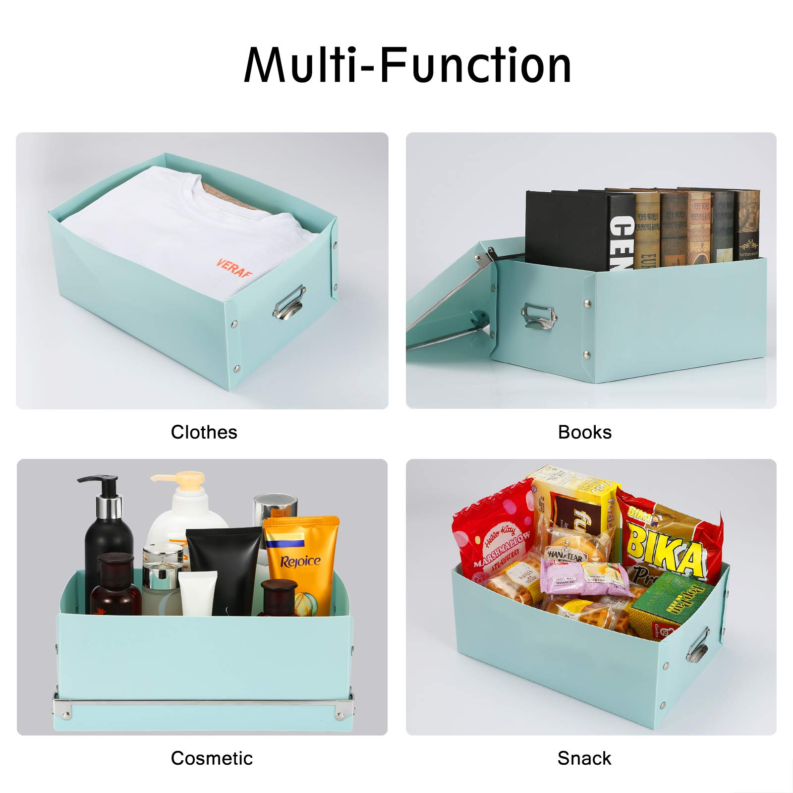 SEEKIND 3-Piece Foldable Storage Box Set with Lids & Handles - Multi-Size Plastic Organizer for Clothes, Cosmetics, Books | Space-Saving Home & Office Storage Solution