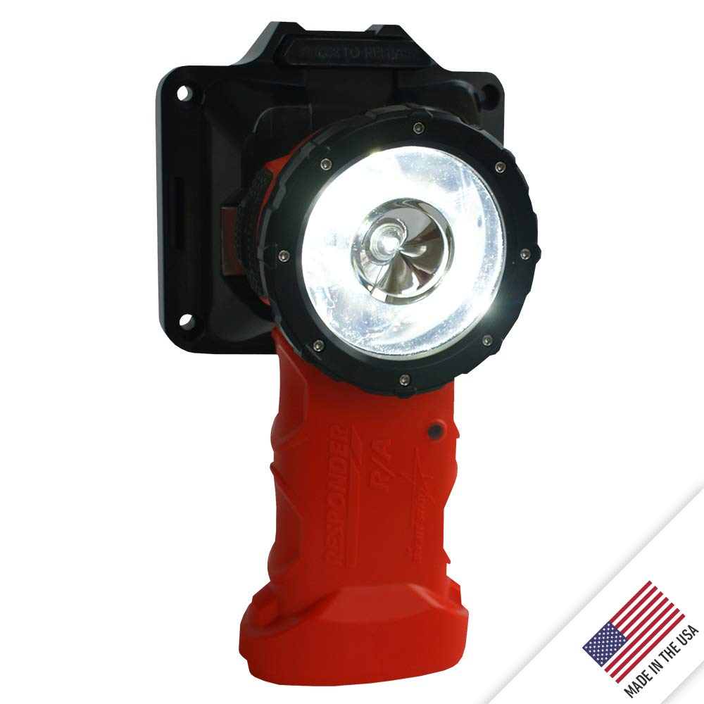 BrightStar Responder Right Angle Rechargeable Flashlight - 220 Lumens LED, Intrinsically Safe UL Certified with 120V AC Charger | Perfect for Fire Rescue, Industrial Work, Emergency Situations & Outdoor Activities