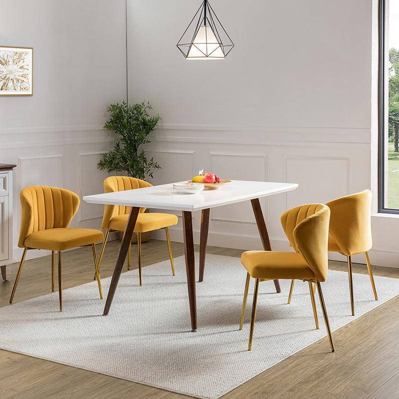 Modern Dining Chairs Set of 4 - Mid Century Metal Leg Side Chairs for Kitchen, Dining Room & Office - Aruna Contemporary Upholstered Seating