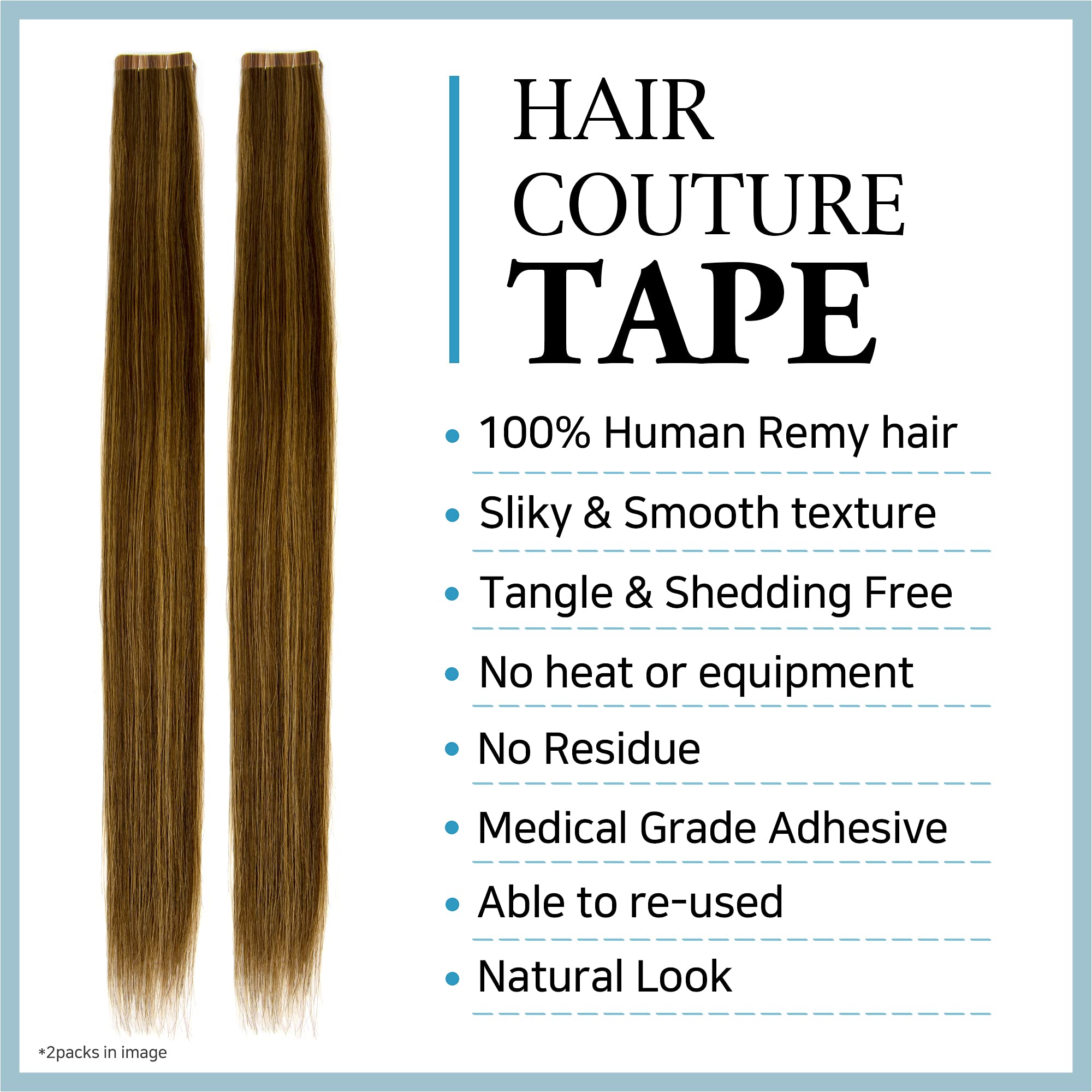 100% Human Remy Tape Hair Extensions - 18 Pieces Long Straight Natural Looking Reusable Silky Tangle Free Invisible Hairpiece for Women (FUTES14 60) - Perfect for Weddings, Parties & Daily Styling