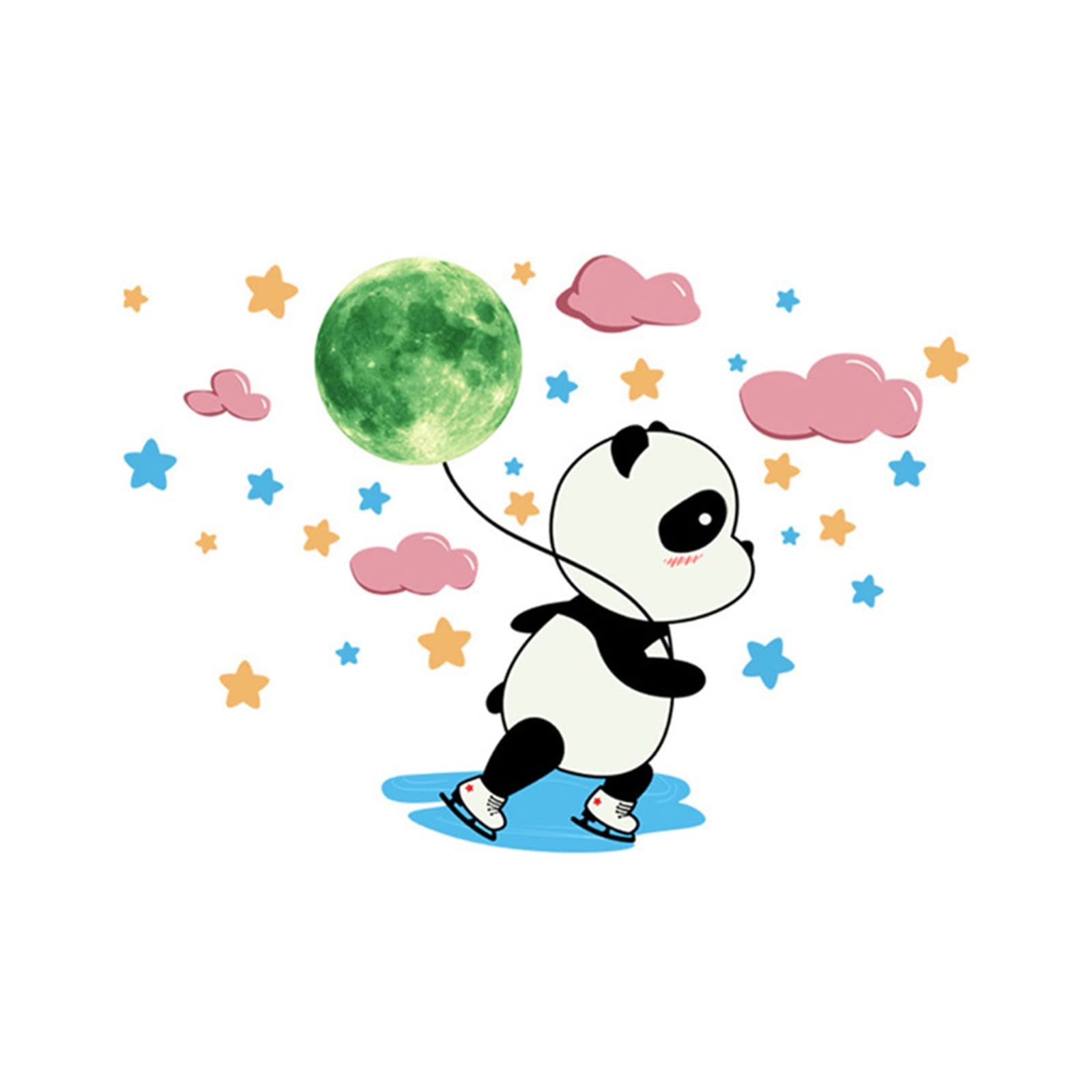Celendi Glow in the Dark Wall Stickers - Cute Cartoon Elephant, Moon & Stars Decor for Girls Bedroom | DIY Nursery, Kids Room & Playroom Decoration
