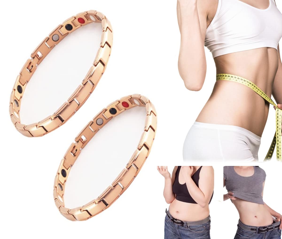 Magnetic Lymph Detox Bracelet for Weight Loss - 2 Pack Copper Magnetic Therapy Bracelets for Women & Men - Improve Circulation & Lymphatic Drainage - Perfect for Wellness, Fitness & Detox Routines