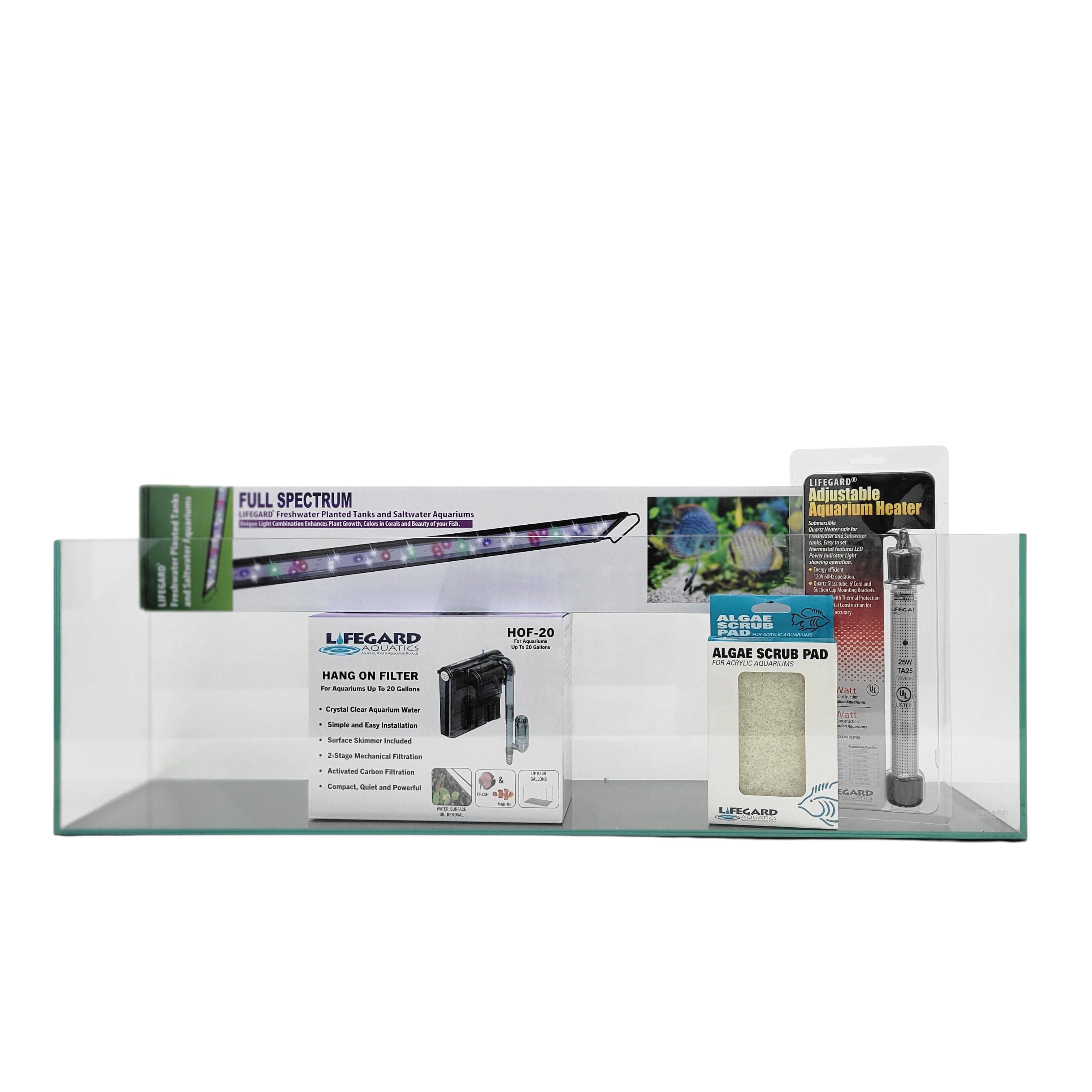 Lifegard Aquatics 11 Gallon Bookshelf Aquarium Kit - Compact Fish Tank with LED Lighting & Filtration System - Perfect for Small Spaces, Offices, or Home Decor