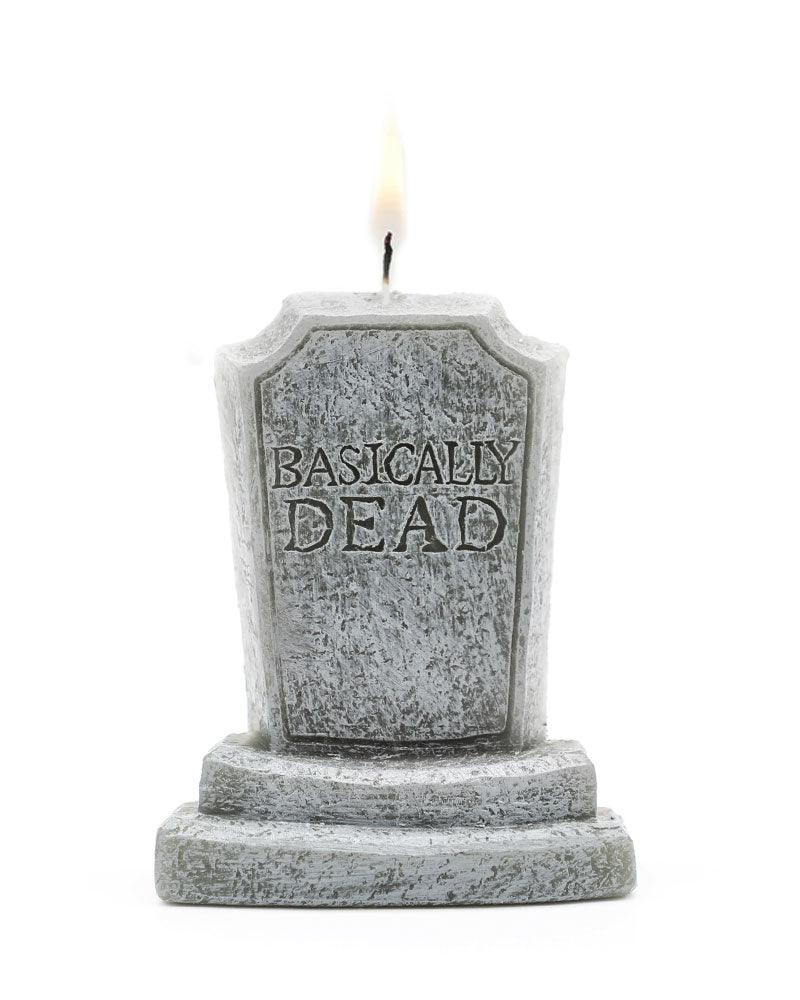 Basically Dead Tombstone Birthday Candle - Gothic Halloween Cake Decorations, Funny Spooky Party Supplies for Horror Themed Celebrations