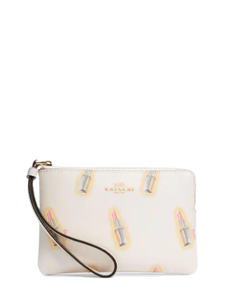 Coach Corner Zip Wristlet with Lipstick Print - Stylish Crossbody Bag for Women | Perfect for Everyday Use, Travel & Night Out