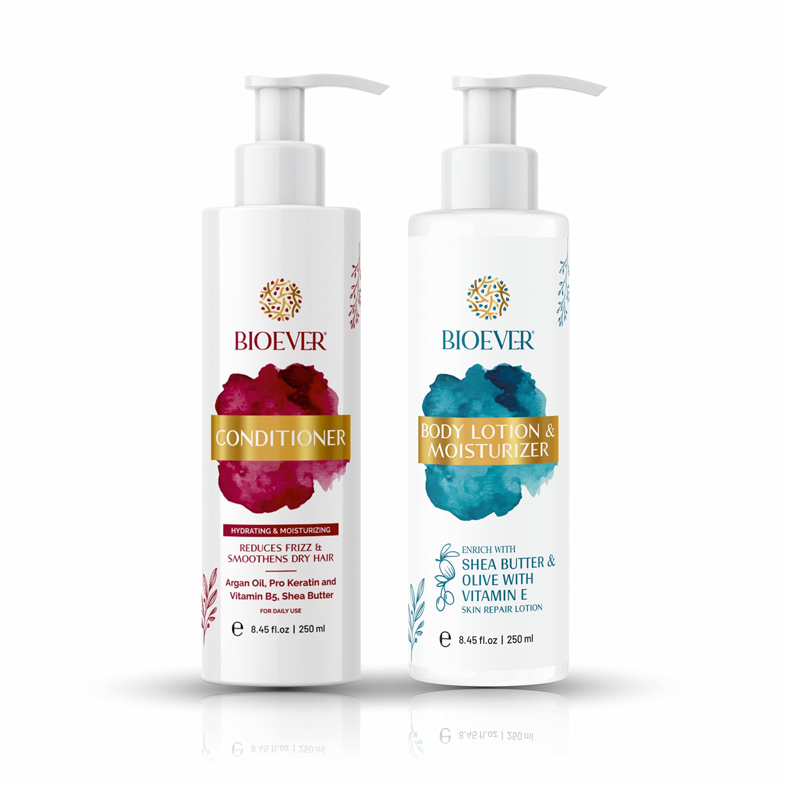Bioever Pro Keratin Conditioner & Body Lotion with Shea Butter, Olive Oil & Vitamin E - Hydrating Treatment for Dry, Dull Hair & All Skin Types - 250ml Combo Pack for Men & Women - Perfect for Daily Hair Care & Body Moisturizing Routine