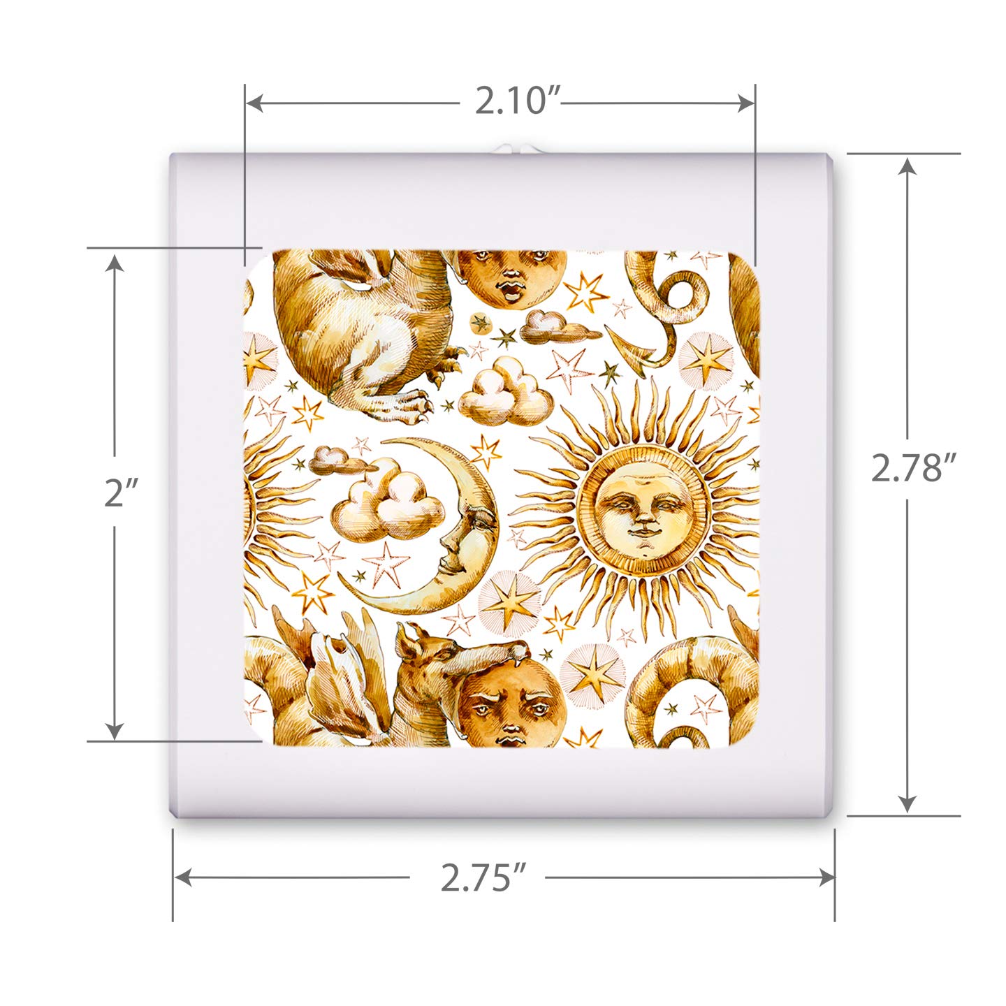 Dimmable LED Night Light with Auto On/Off Sensor - Adjustable Brightness, Warm White Light for Bathroom, Hallway, Nursery & Bedroom - Golden Moon Sun Dragon Design - Perfect for Nighttime Safety & Comfort
