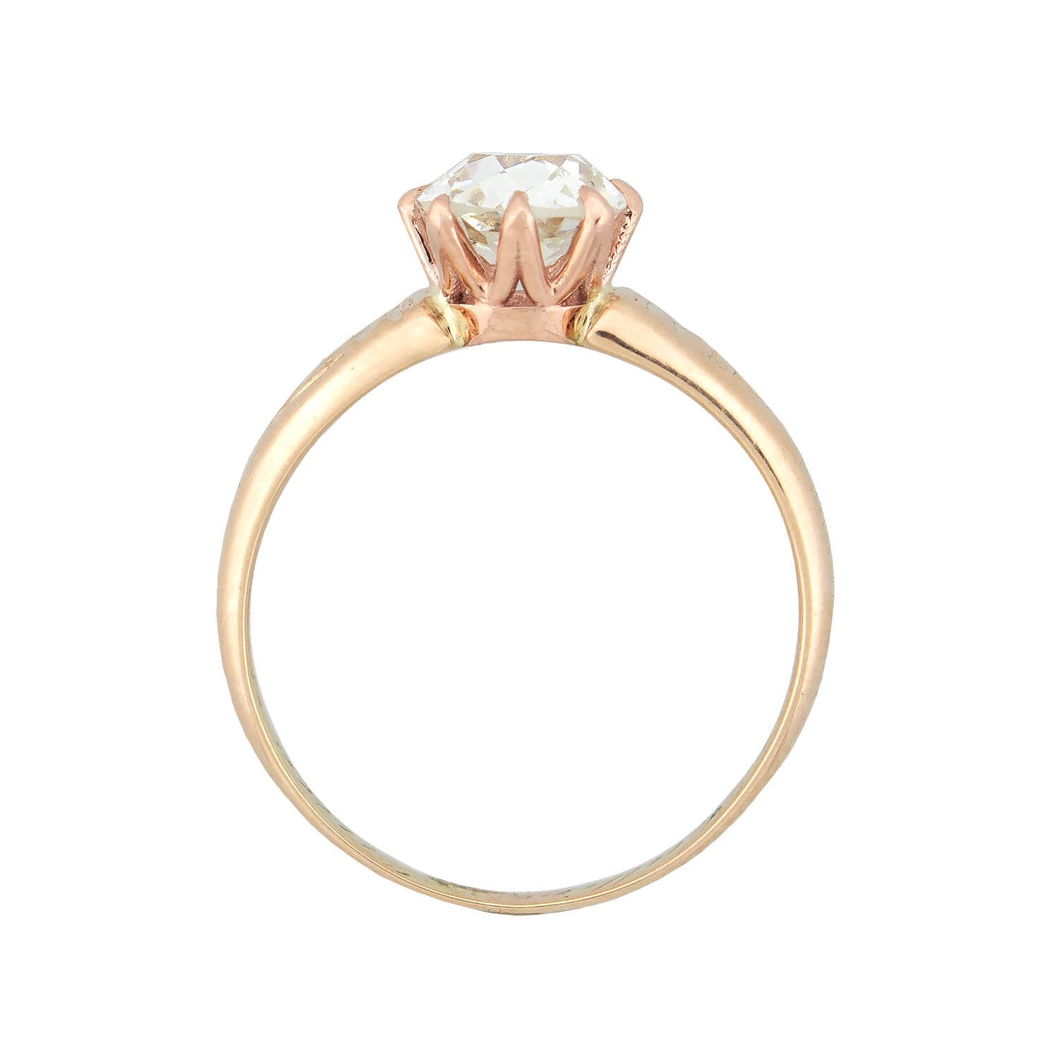 Victorian Style 18k Gold Solitaire Old Mine Cut Diamond Ring - 0.90 Carat Total Weight | Vintage Engagement Ring, Wedding Band, Anniversary Gift for Her