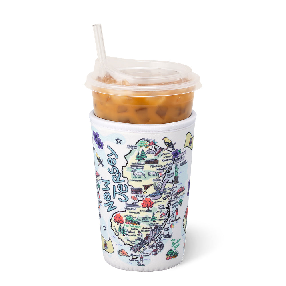 Premium New Jersey Medium Iced Cup Coolie - Insulated Sleeve for 16oz Cold Drinks | Perfect for Coffee, Smoothies & Iced Beverages | Keep Drinks Cold on the Go