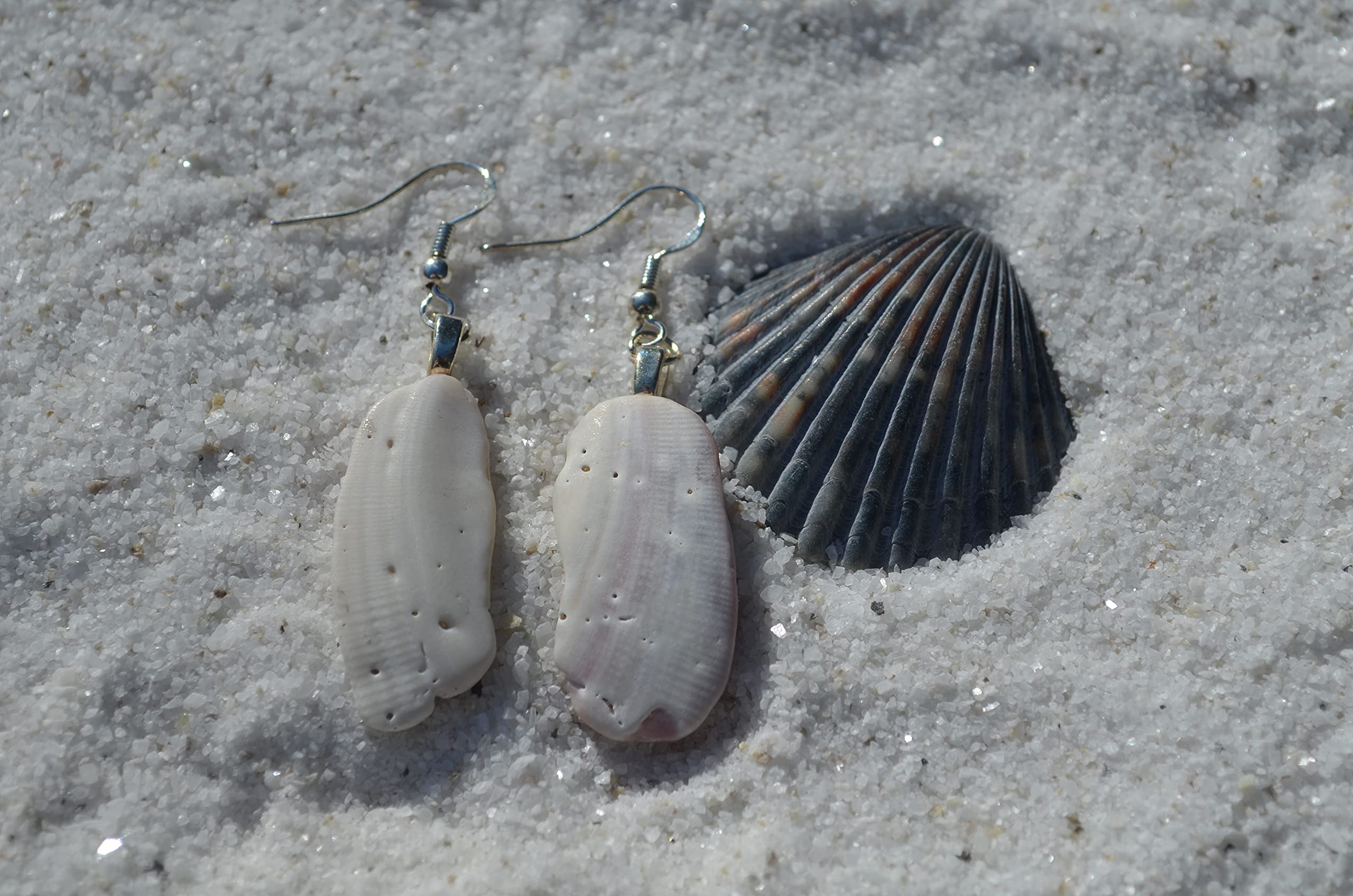 Handmade Wampum Sea Shell & Sterling Silver Dangling Earrings | Boho Beach Jewelry for Women | Perfect for Summer Vacations, Weddings & Beach Parties