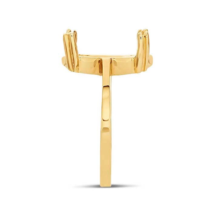 14K Solid Gold Oval Double Prong Ring Setting - 8x6mm (Sizes 5-8) | Yellow or White Gold Engagement Ring Mounting for Gemstones | Perfect for Wedding Bands, Promise Rings & Anniversary Jewelry