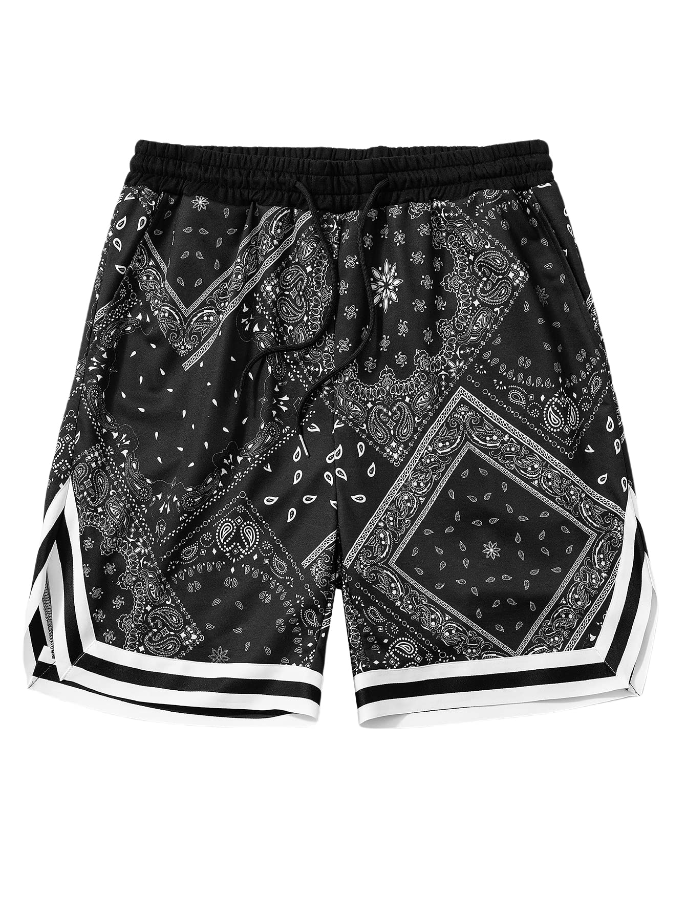 WDIRARA Men's Lightning Graphic Print Drawstring Casual Shorts - Paisley Multicolor Beach Shorts for Summer - XL Size | Perfect for Beach Vacations, Pool Parties & Outdoor Activities