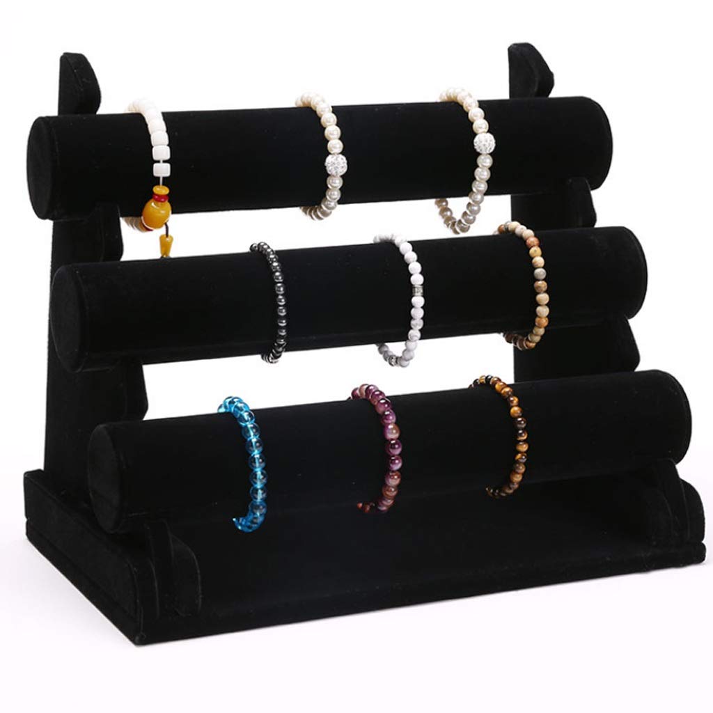 JAHH Detachable 3-Layer Flannel Bracelet Watch Stand - Jewelry Display Organizer for Store Countertop - Perfect for Watches, Bracelets & Rings Showcase