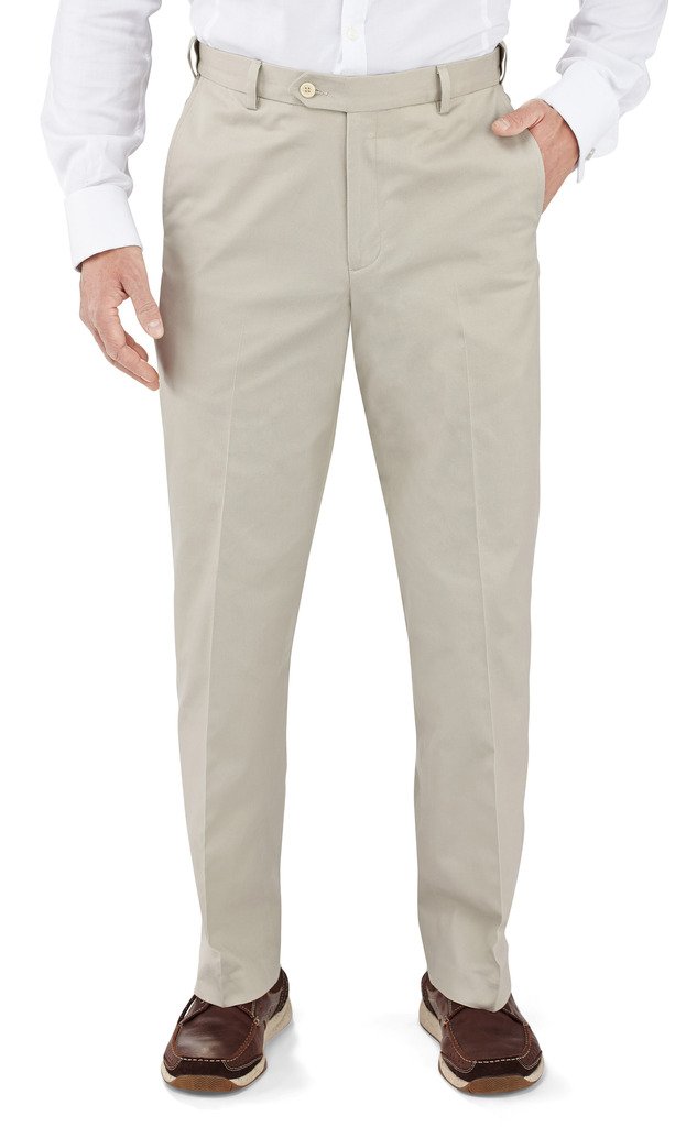 Winthrop & Church Men's Comfortable Plain Front Cotton Pants - Casual & Office Wear for Everyday Comfort