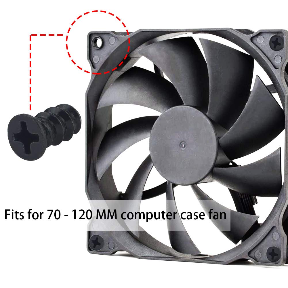 50 Pack Black Computer Case Fan Screws - Durable PC Cooling Fan Mounting Screws for Desktop, Gaming PC, and Server Builds - Perfect for DIY Computer Assembly and Upgrades
