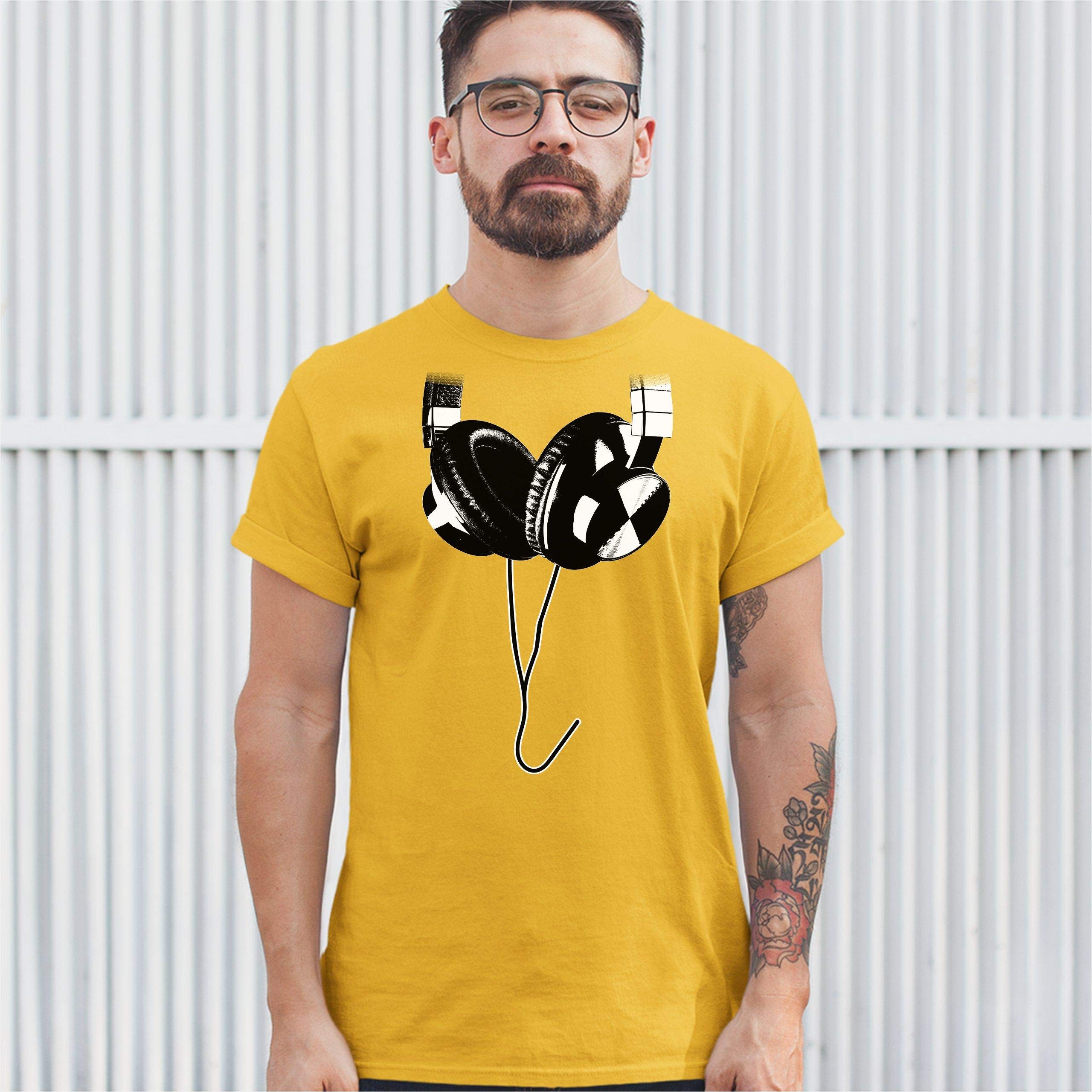 DJ Music T-Shirt with Huge Hanging Headphones Design - Cool Graphic Tee for Music Lovers, DJs & Concerts | Perfect Gift for Musicians & Party Goers