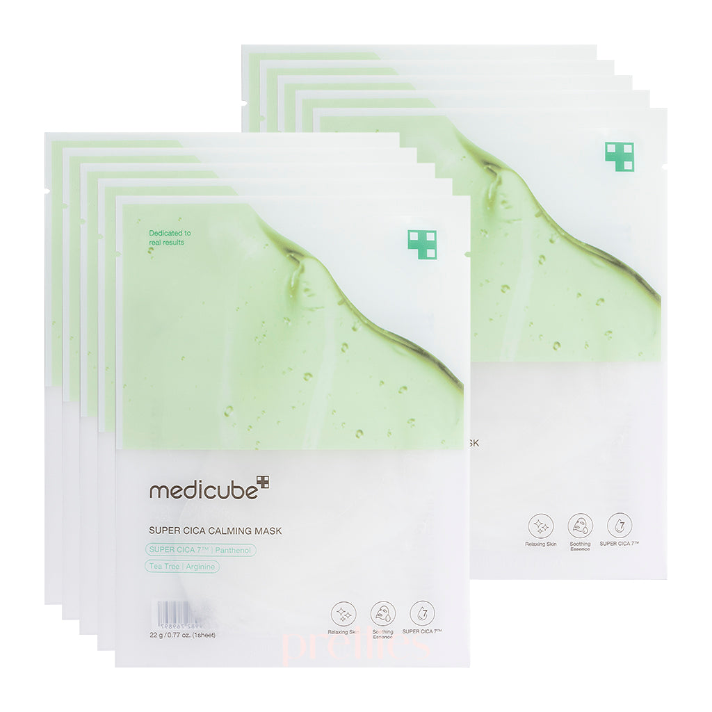 Medicube Super Cica Calming Mask 10-Pack | Soothing Facial Sheet Mask for Sensitive Skin | Korean Skincare for Redness Relief & Hydration | Perfect for Post-Treatment Care & Daily Skin Calming Routine