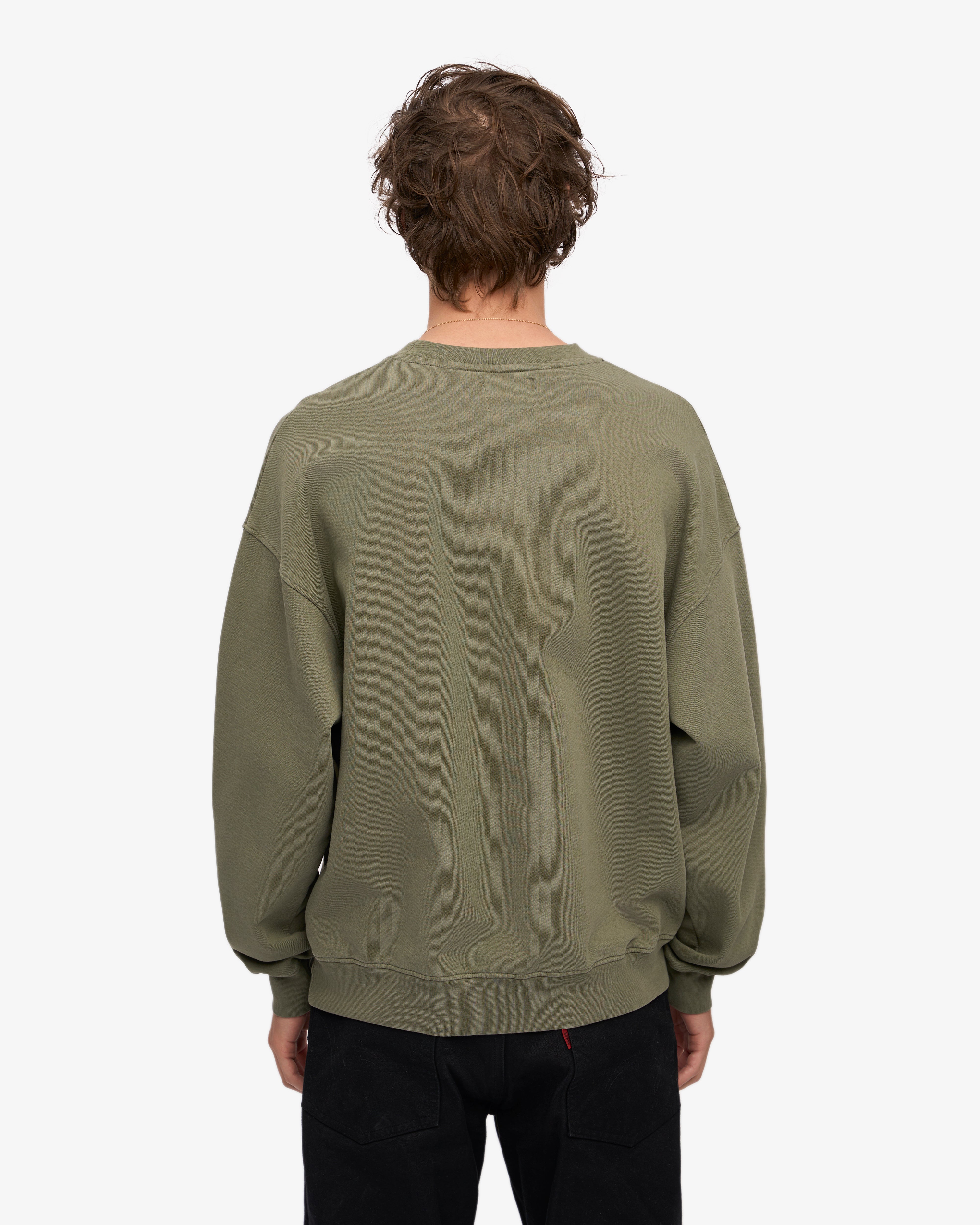 Organic Oversized Crewneck Sweatshirt for Women - Soft & Comfortable Dusty Olive Pullover for Casual Wear, Loungewear & Street Style