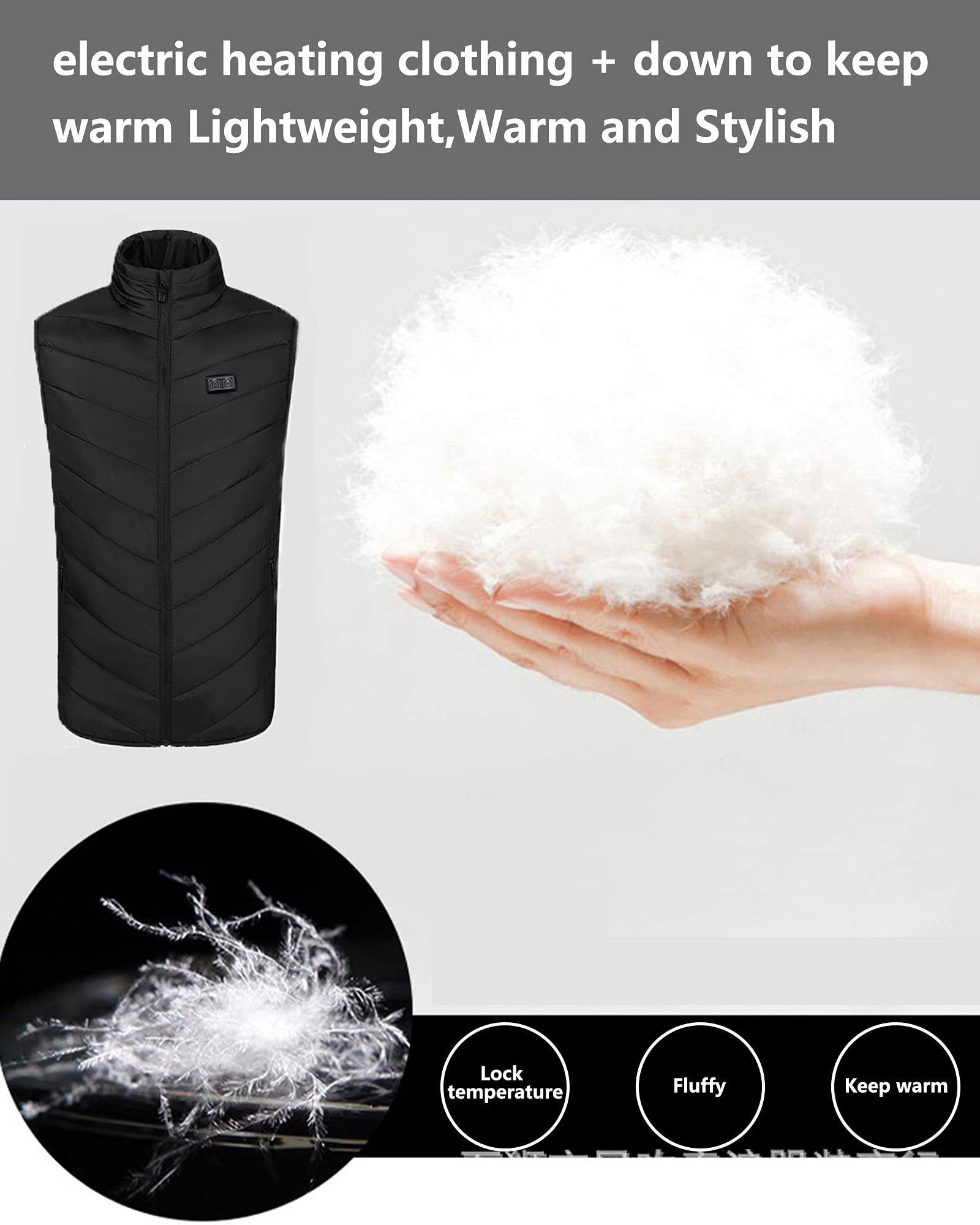 Men's USB Heated Vest with 3 Adjustable Heating Levels - Lightweight Electric Warming Jacket for Winter Outdoor Activities (Hunting, Hiking, Camping)