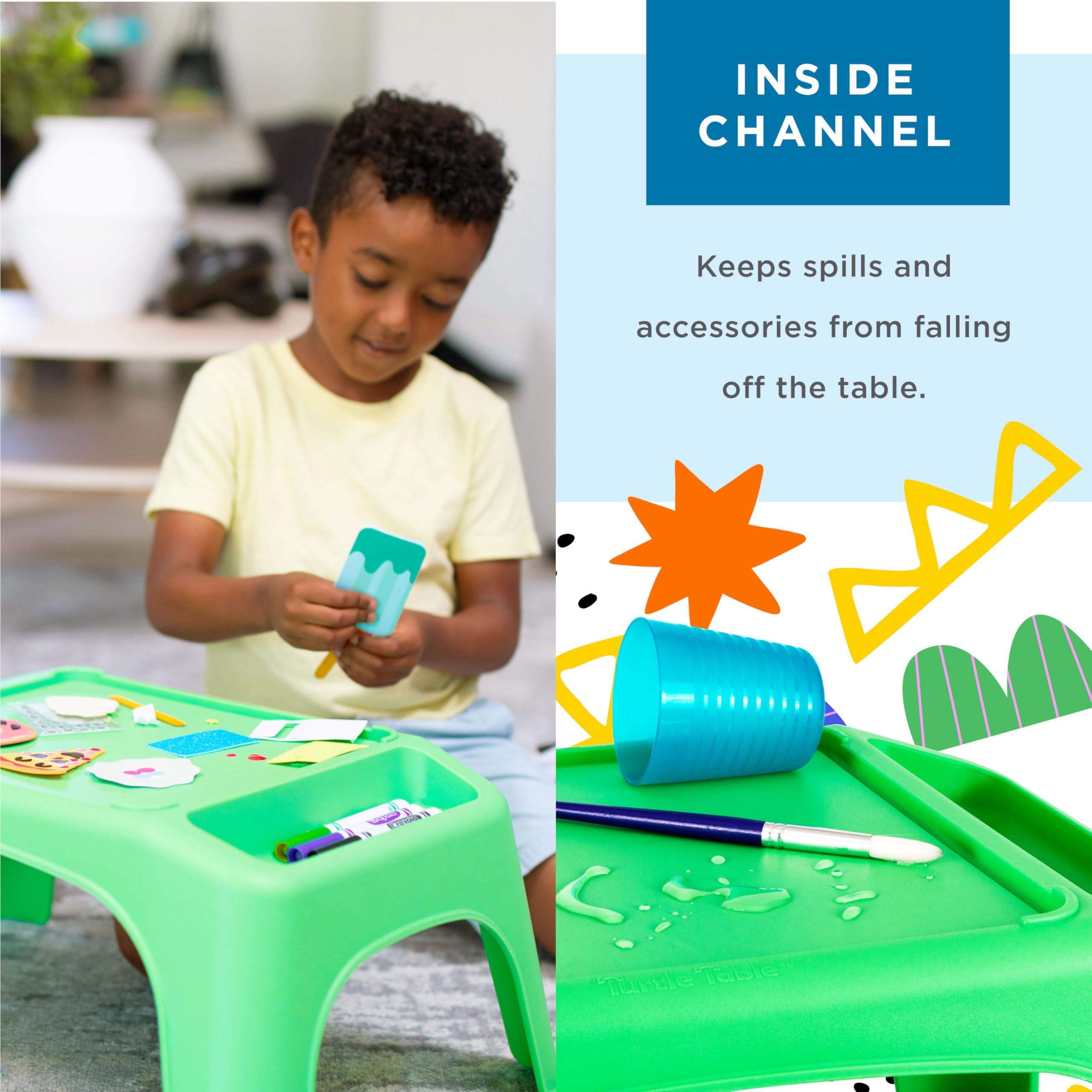 LAPGEAR Turtle Table - Kids Lap Desk with Storage for Snacks, Play & Learning - Portable Flexible Seating for Classroom, Homeschool & Sensory Activities - Green (Style 20101) - Perfect for Remote Learning & Indoor Playtime