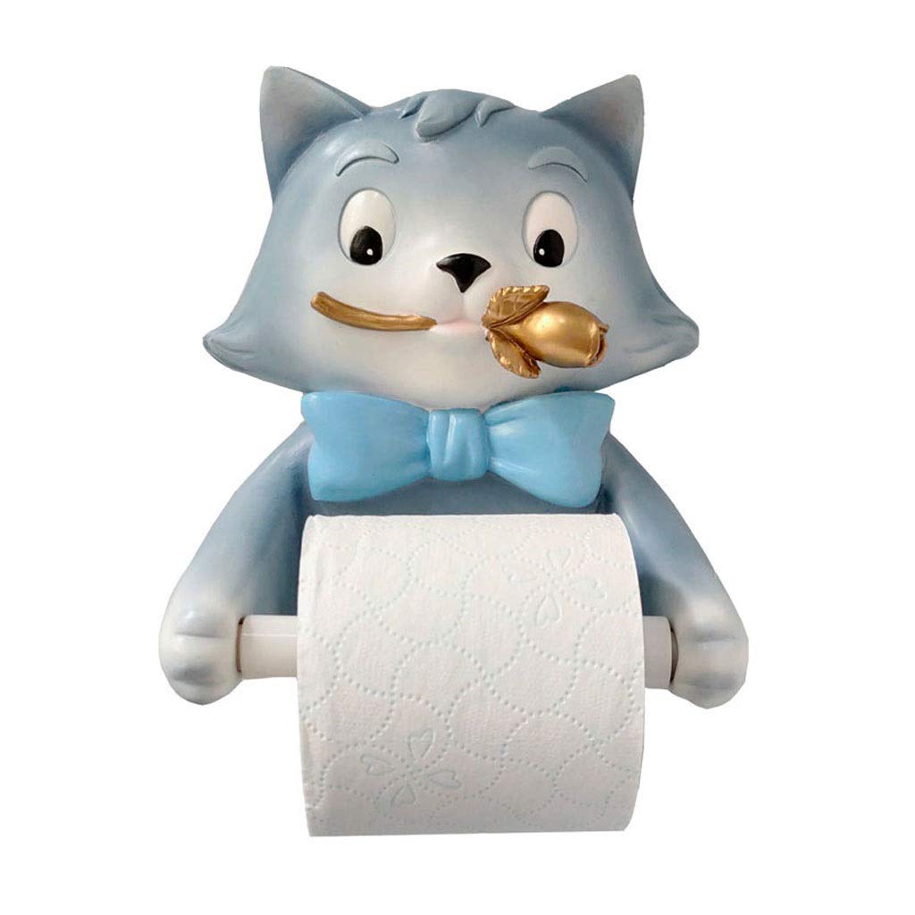 TOMYEUS Light Blue Animal Tissue Box Holder - Wall-Mounted No-Drill Bathroom Paper Roll Dispenser for Home Decor | Perfect for Bathroom, Kitchen, Bedroom & Office Organization