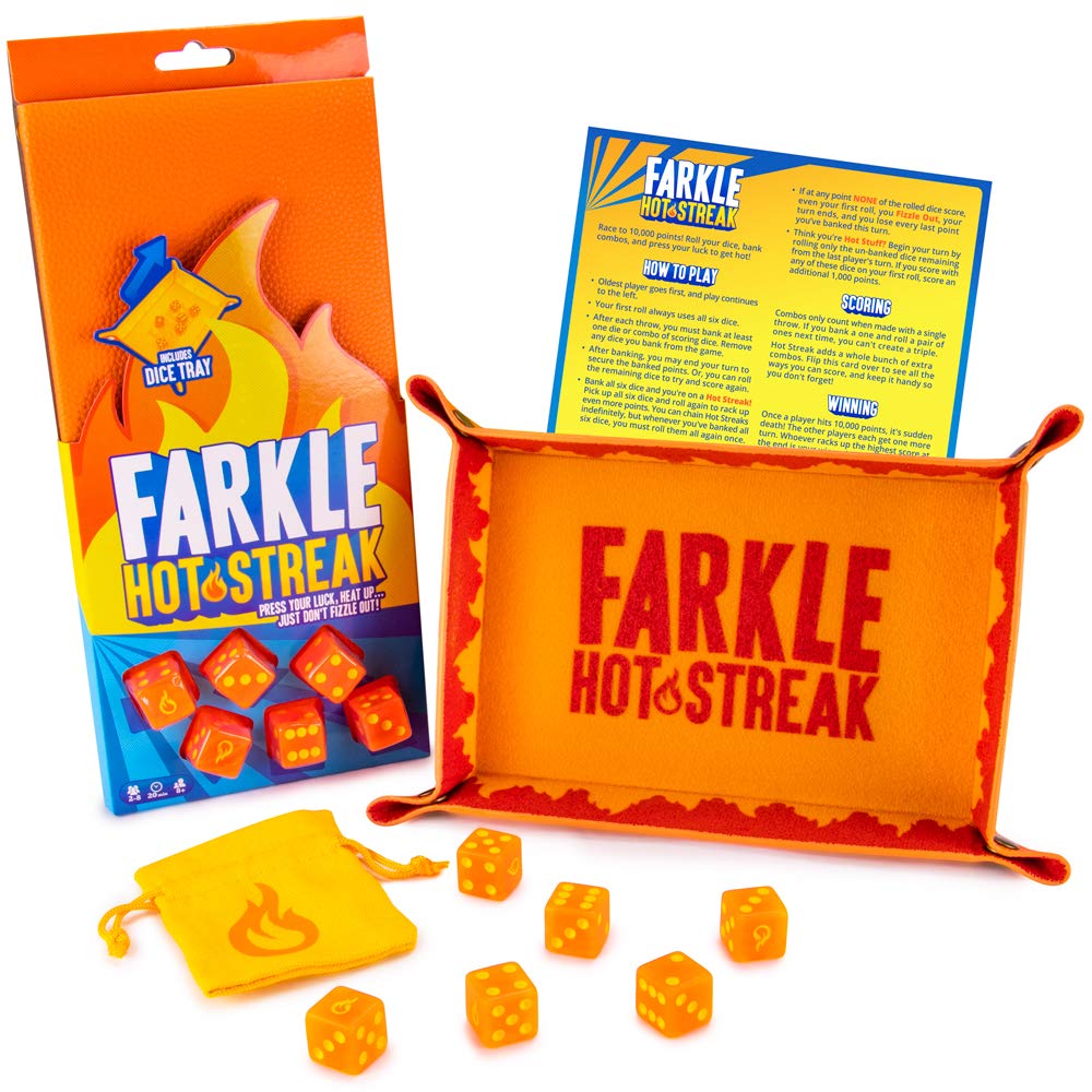Farkle Hot Streak Dice Game Set - New Edition | Fun Family Board Game for Parties, Travel & Game Nights | Exciting Strategy Game for Kids & Adults