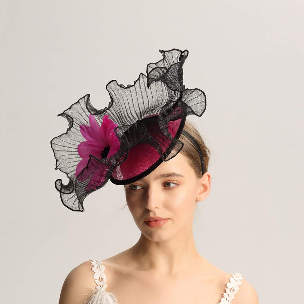 VIMARO Elegant Black Fascinator Hat for Women with Colorful Flowers - Perfect for Tea Parties, Kentucky Derby, Weddings & Royal Events (Royal Blue)