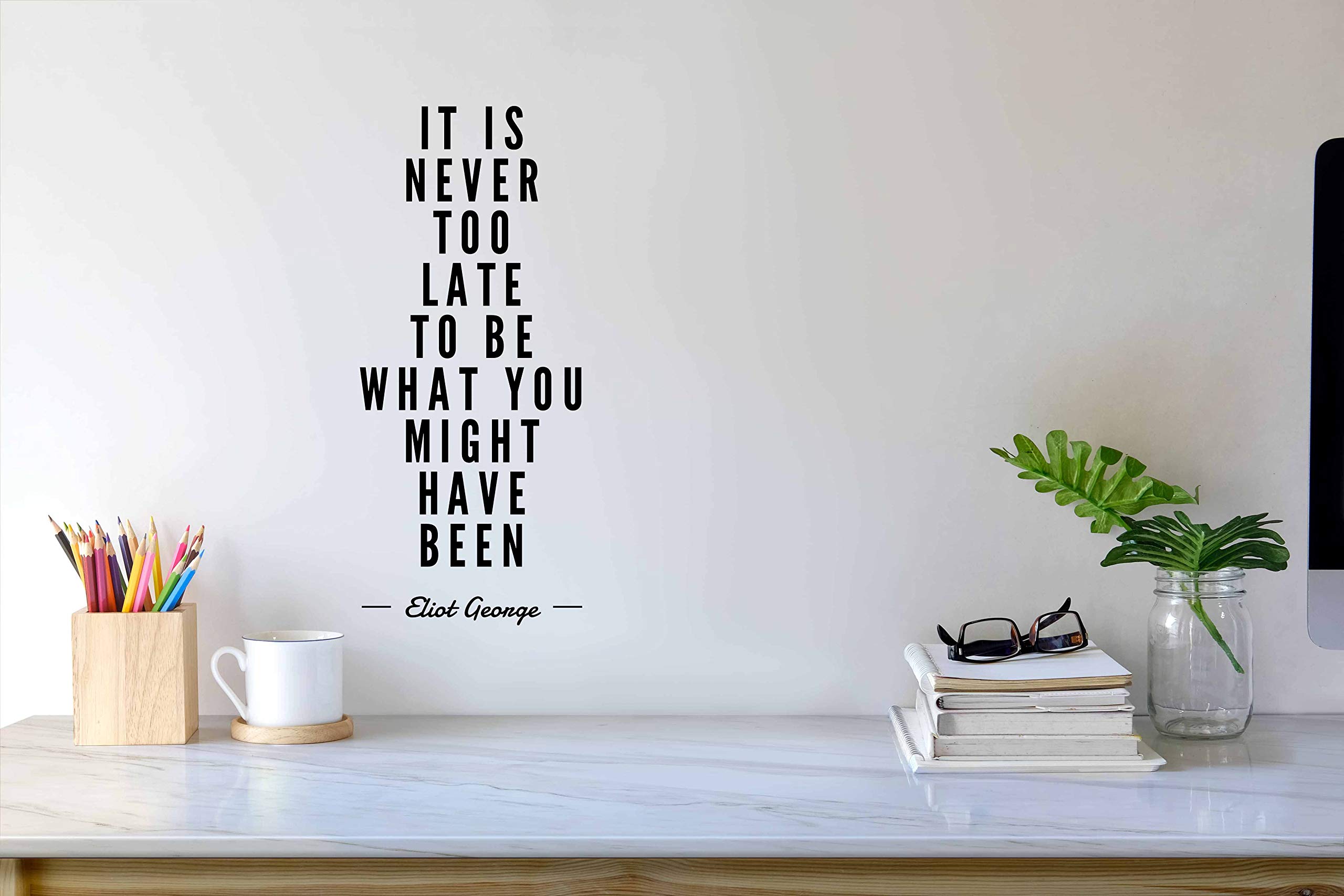 Inspirational Gym Quotes Wall Decals - Motivational Fitness Stickers for Home & Gym - 'It's Never Too Late' Vinyl Wall Art for Bedroom, CrossFit Studio & Office Decor | Perfect for Workout Motivation & Home Gym Inspiration