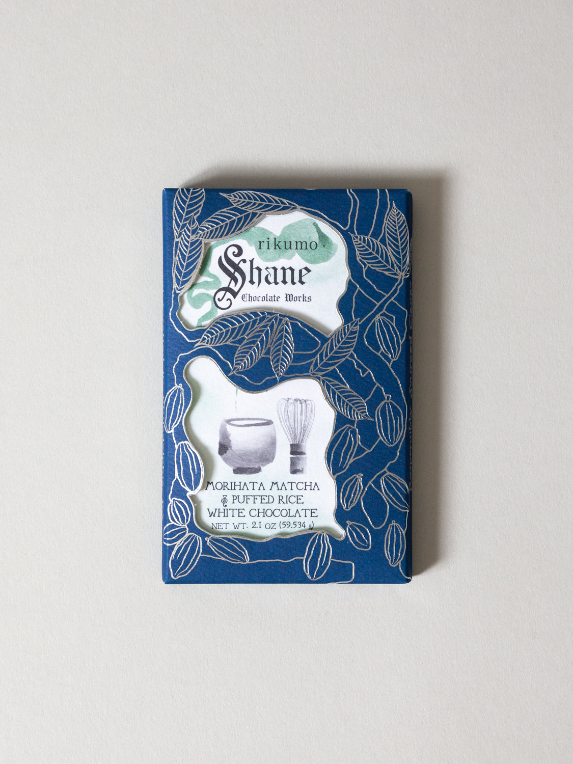 Premium Matcha Chocolate Bar by Rikumo x Shane Confectionery - 2.1oz (60g) - Artisan Japanese Green Tea Dark Chocolate for Gifts, Desserts & Tea Pairing