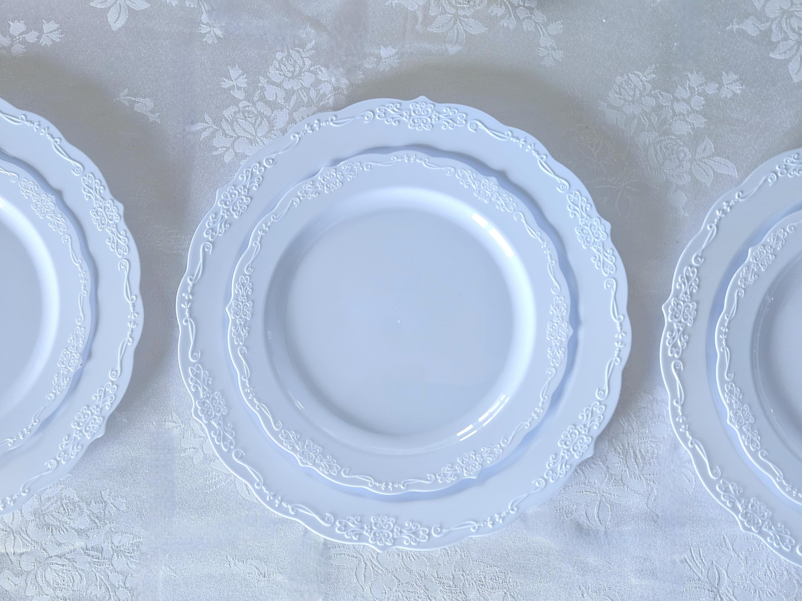 60-Piece Disposable Plates & Bowls Set - 12oz Soup Bowls for Weddings, Parties & Events (Plain Blue Verona Design) - Perfect for Catering, Picnics & Family Gatherings