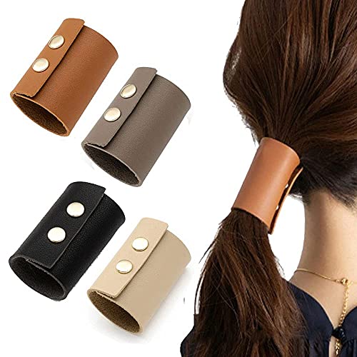Handmade Leather Hair Cuff & Ponytail Holder for Women - Stylish Leather Hair Wrap Accessory for Long Hair (4 Colors) - Elegant Hair Jewelry Gift for Office, Parties, Weddings & Everyday Wear | Perfect for Professional Women, Brides & Fashionistas | Great for Work, Dates, Formal Events & Daily Styling | Ideal Gift for Birthday, Anniversary & Holidays | Versatile for Business Meetings, Date Nights, Bridal Showers, and Casual Outings