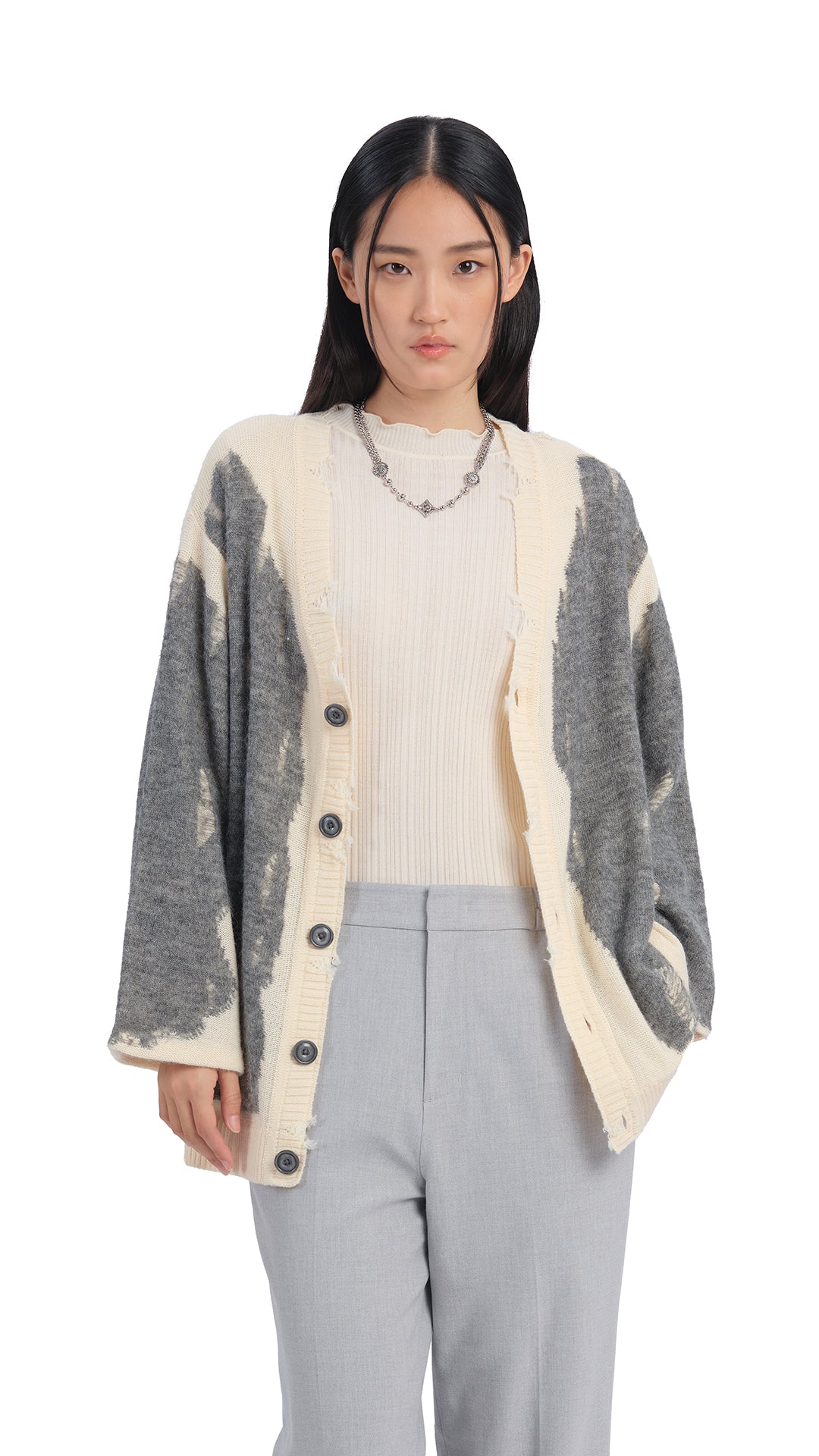 Stylish Layered Mix Yarn Cardigan Sweater for Women - Cozy Knit Pullover for Fall & Winter - Perfect for Office, Date Night and Casual Outfits