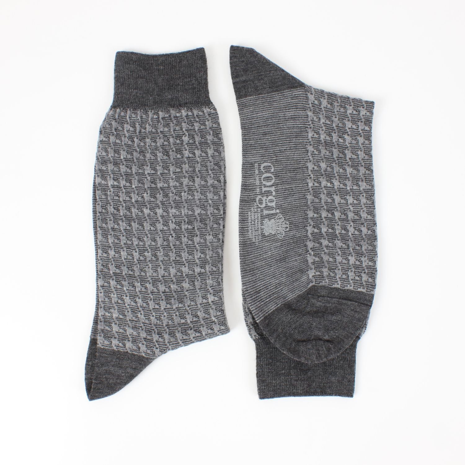 Premium Men's Houndstooth Pattern Merino Wool Dress Socks - Soft & Breathable Formal Socks for Business, Office & Wedding Attire