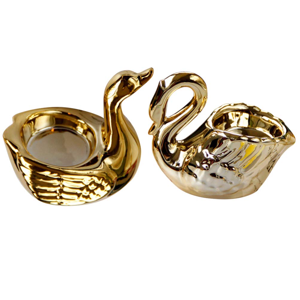 Elegant Ceramic Swan Candle Holder Set of 2 - White Votive Tealight Holders for Wedding Centerpieces, Birthday Party, Holiday Home Decor - Perfect for Romantic Dinners, Spa Nights & Cozy Ambiance