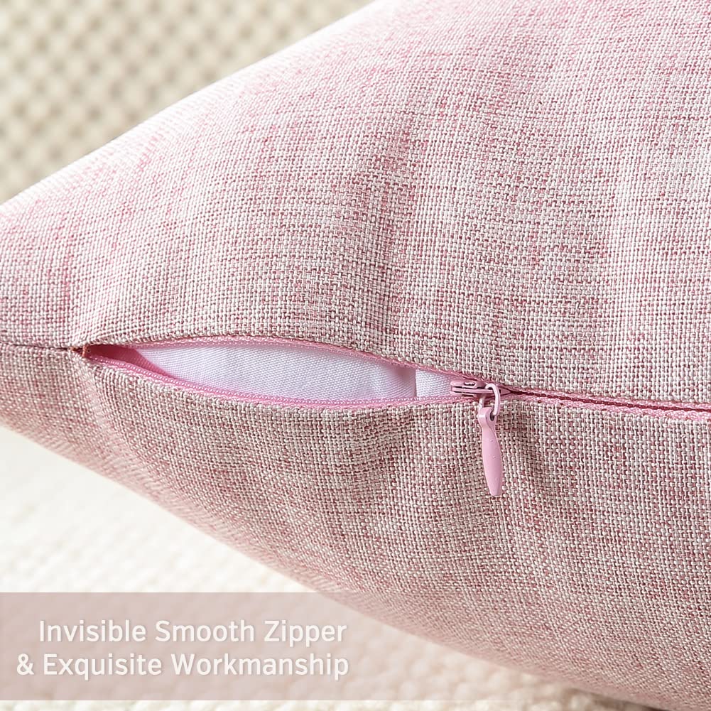 OTOSTAR Waterproof Outdoor Throw Pillow Covers 18x18 Inch - Pack of 4 Decorative Square Cushion Covers for Patio, Garden, Sofa, Balcony & Tent - Weather-Resistant Home Decor (Pink) | Perfect for Outdoor Furniture, Camping & Backyard Relaxation
