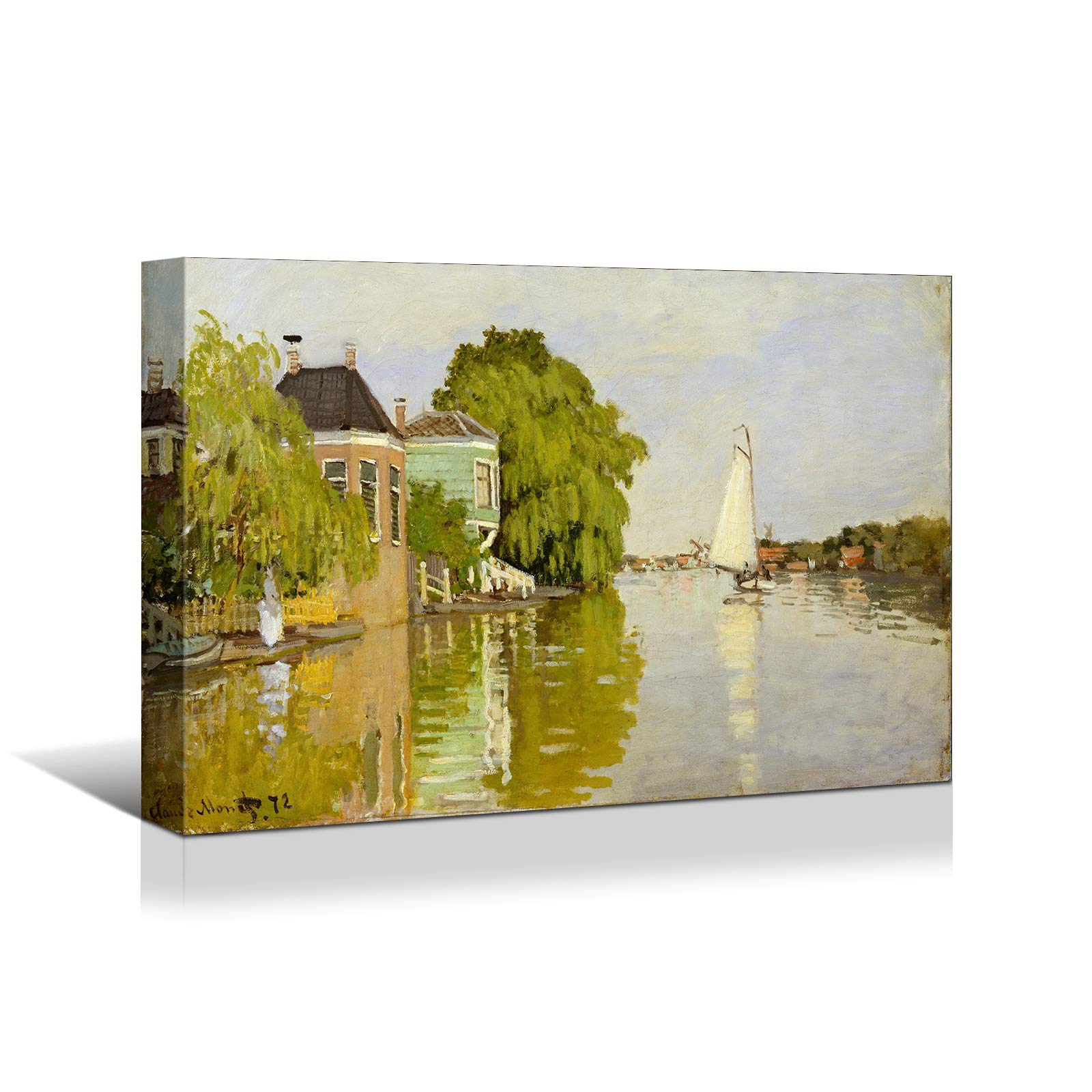 Looife Monet Oil Painting Canvas Wall Art - 18x12 Inch Famous 'The House of Ahterzaan' Reproduction Giclee Print - Home & Office Decor for Living Room, Bedroom, Dining Area