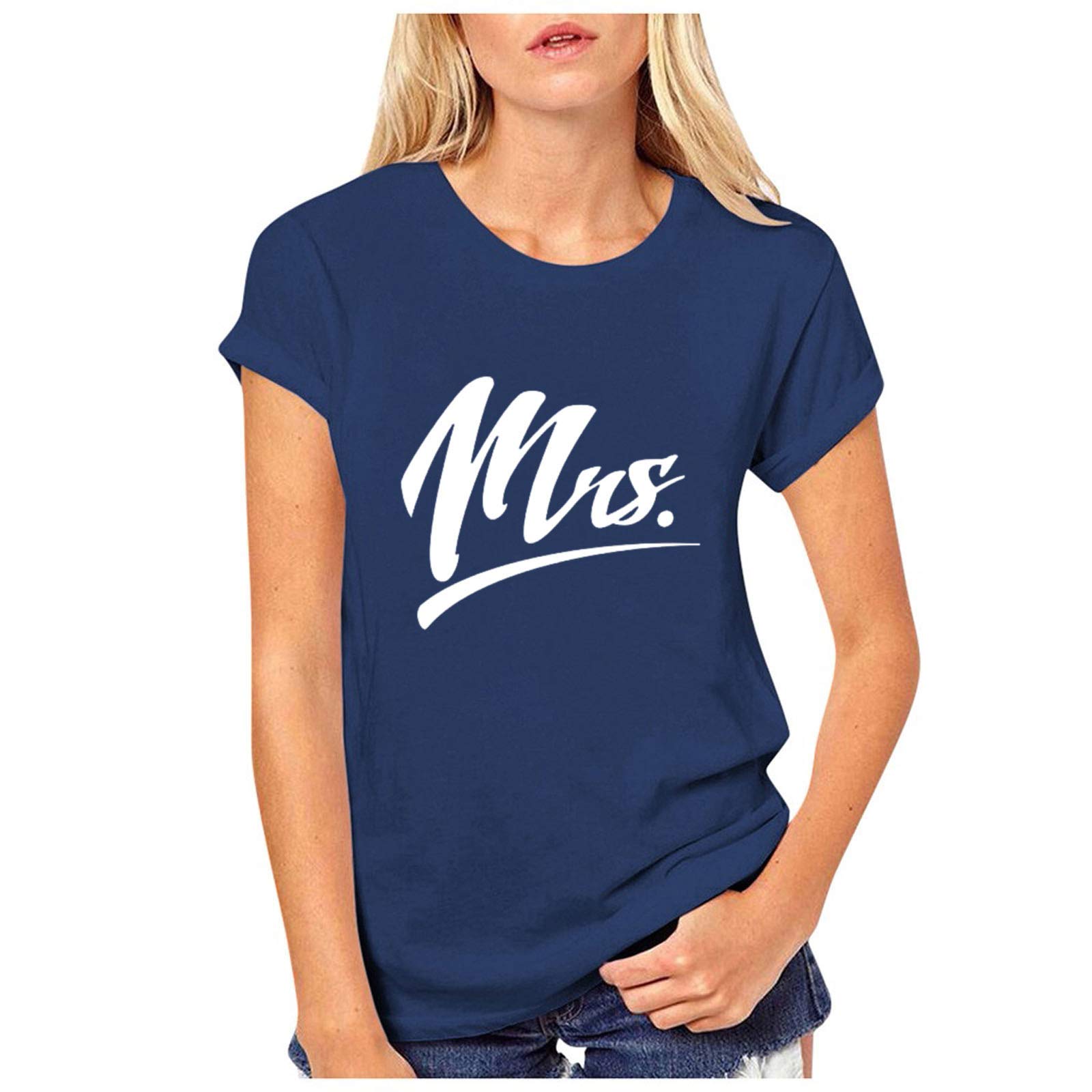 Women's Loose Fit Short Sleeve Love Print T-Shirt - Cute Valentine's Day Couple Tee for Women - Perfect for Date Nights & Anniversary Gifts