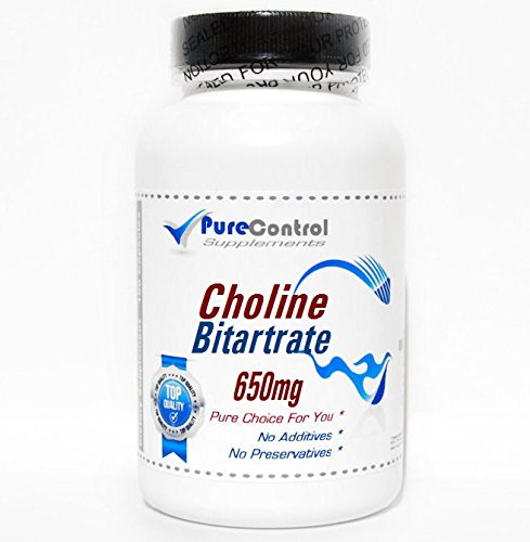 PureControl Supplements Choline Bitartrate 650mg - 100 Capsules for Brain Health, Memory & Focus - Vegan & Non-GMO Supplement for Cognitive Support (Great for Students & Professionals)