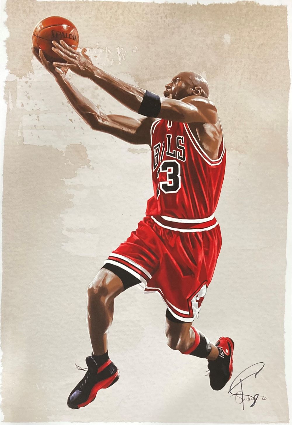 Authentic Michael Jordan 13x19 Chicago Bulls Signed Lithograph by Tony Santiago - Perfect for Sports Memorabilia Collectors & Basketball Fans Decor