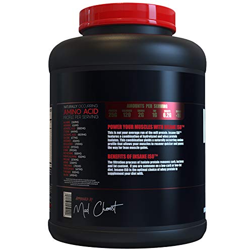 Insane Labz Insane ISO Whey Protein Powder - 25g Hydrolyzed Whey Isolate, 60 Servings, Chocolate Flavor | Post-Workout Recovery & Muscle Building Supplement for Athletes & Fitness Enthusiasts