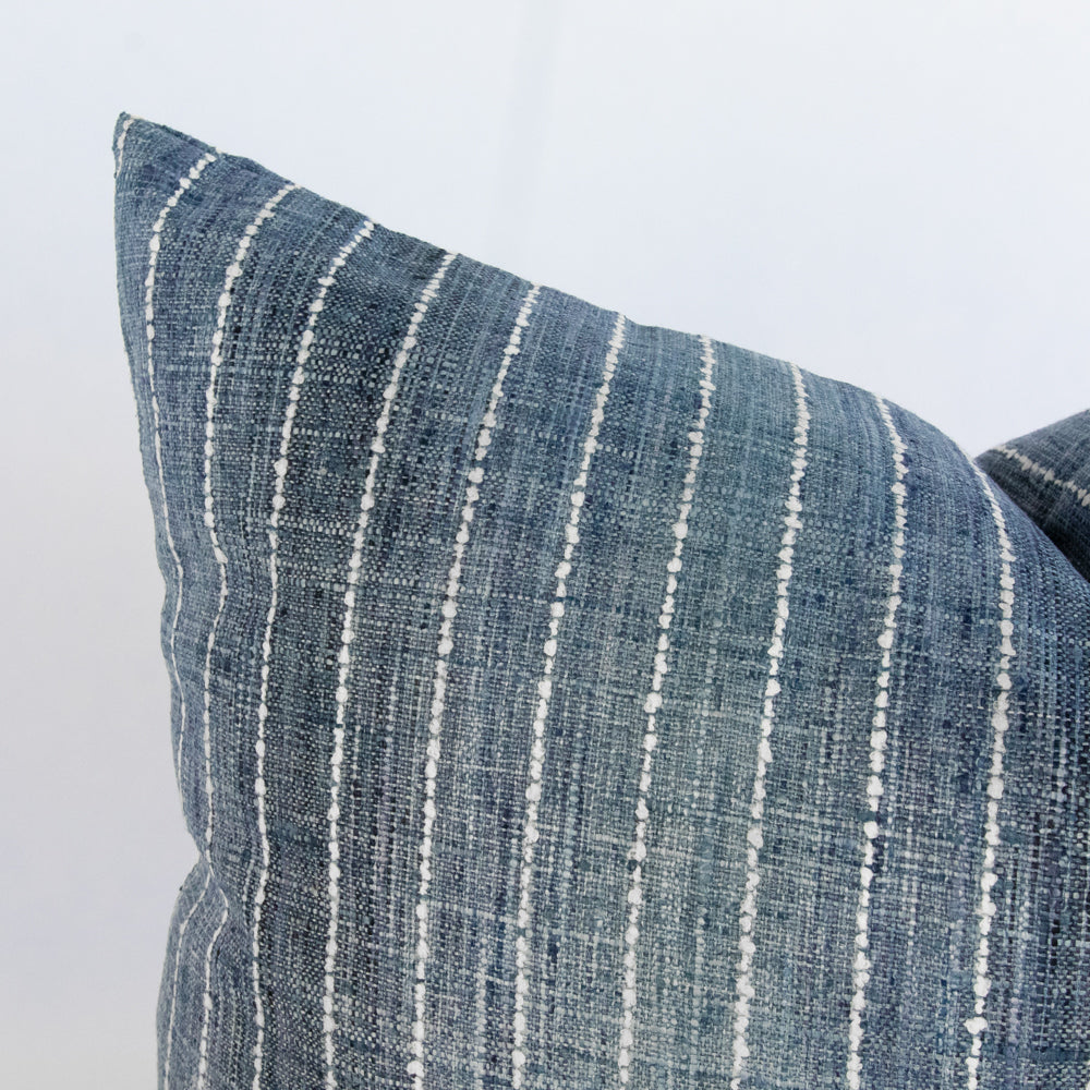 Premium Hyden Stripe Lumbar Pillow 14x20 Inches - Lake Blue Decorative Throw Pillow for Sofa, Bed & Home Decor