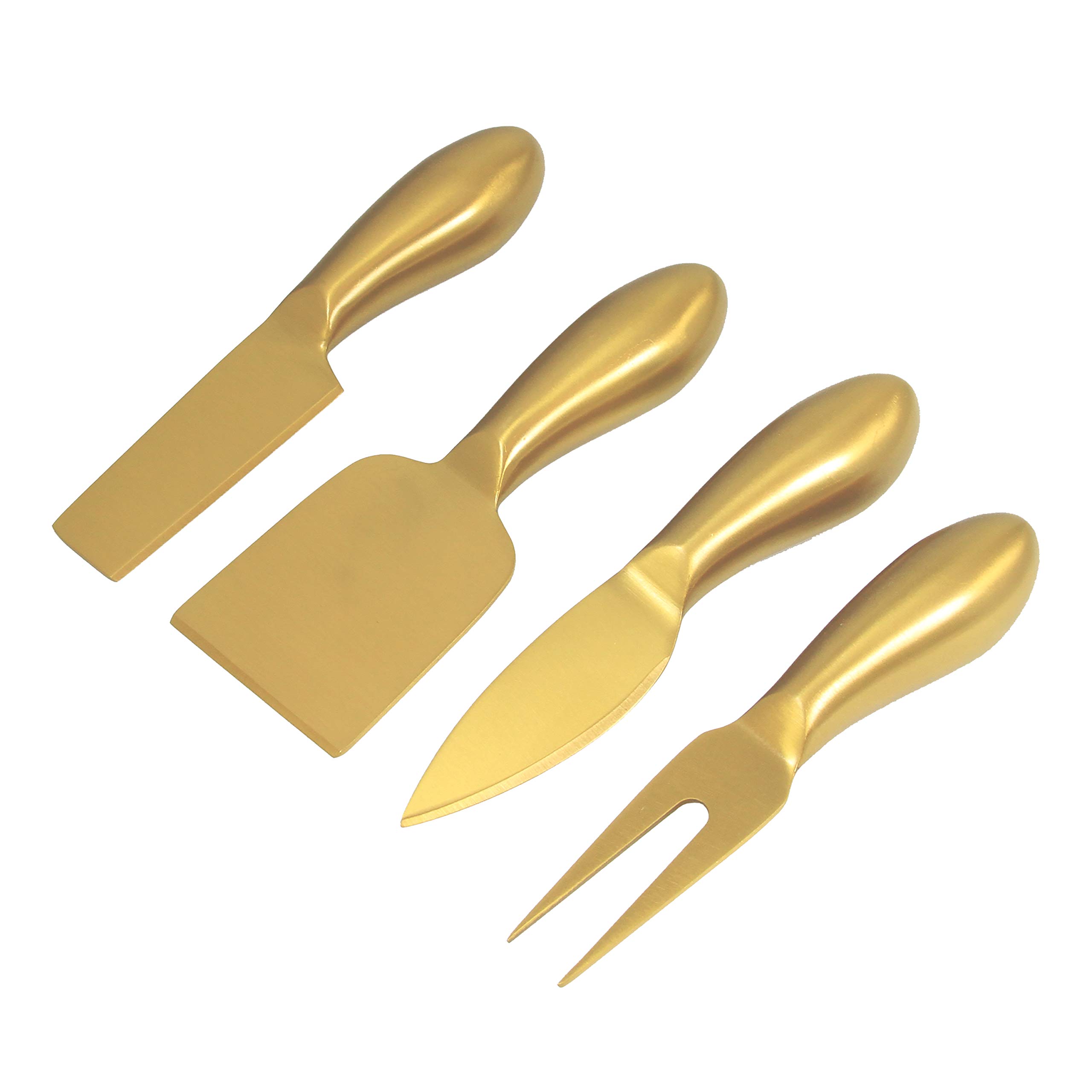 Premium Robinson Gold Cheese Knives Set of 4 - Stainless Steel Cheese Slicers & Spreaders for Gourmet Cheese Platter, Charcuterie Board & Wine Pairing Parties