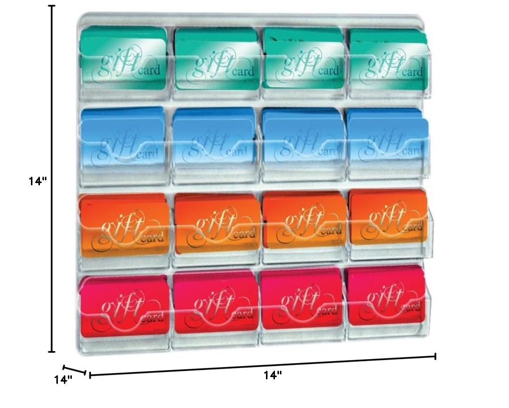 Azar Displays 252084 16-Pocket Gift Card Holder - Pack of 2 - Perfect for Retail Stores, Boutiques & Holiday Gift Card Displays
