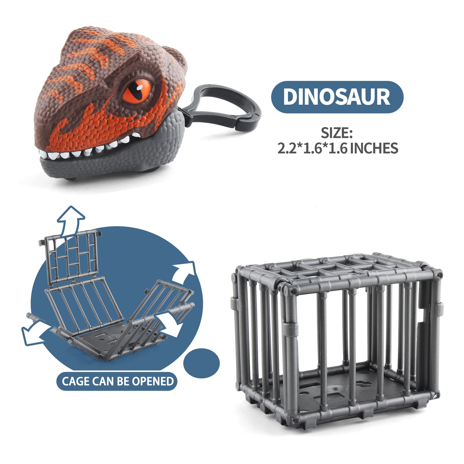 DINOBROS 6 Pack Dinosaur Pull Back Car Toys - Finger Biting Dino Chomper, Snap On Backpack Keychain Grabber Gadgets for Kids Ages 3-7 - Fun Jurassic Dinosaur Toys for Birthday Gifts, Party Favors & Classroom Rewards
