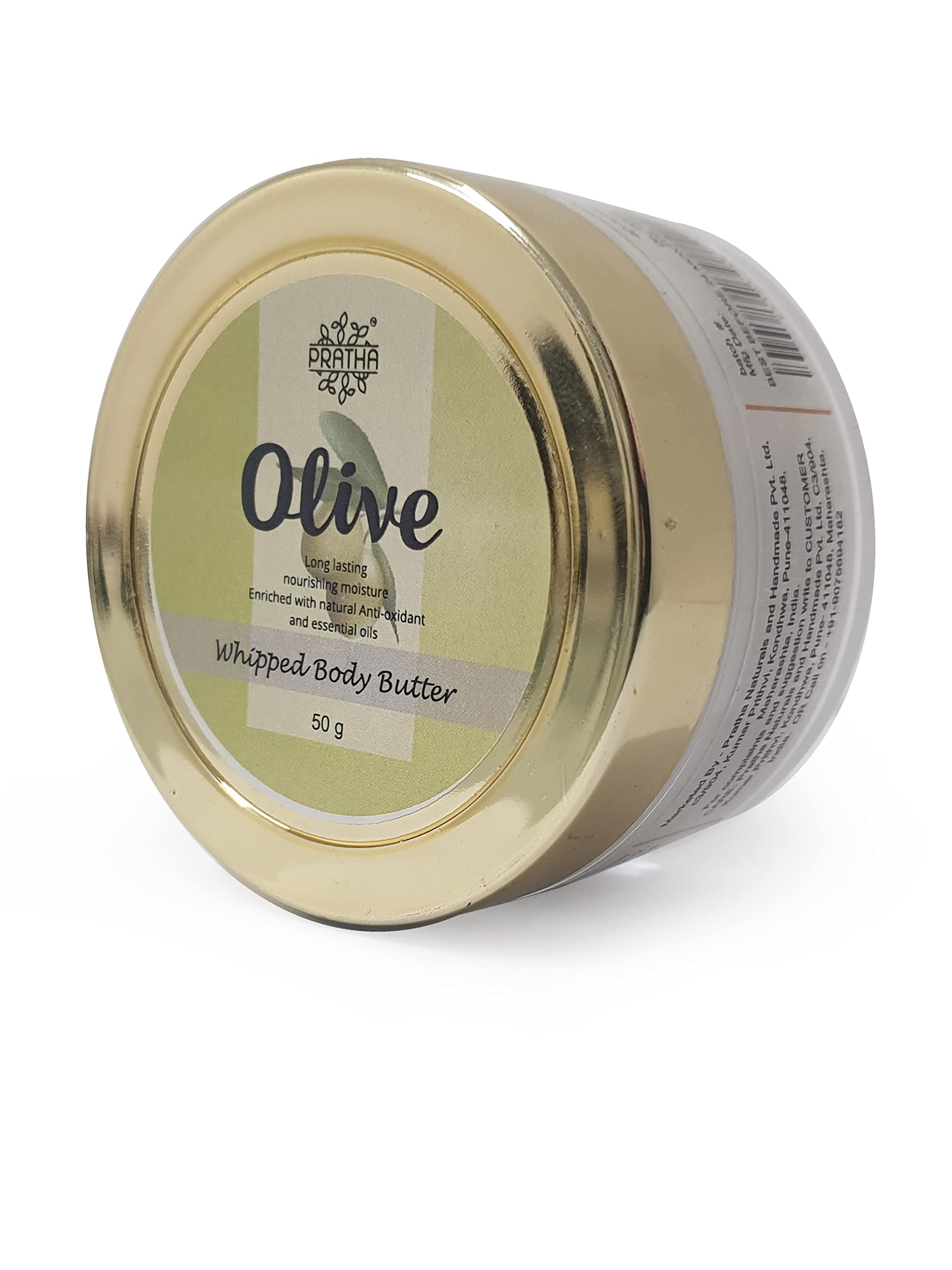 Pratha Naturals Olive Body Butter Whipped Cream 100Gm - Ultra Nourishing & Hydrating Skin Care with Olive Oil - Rich Creamy Body Butter for Women - Perfect for Dry Skin, Daily Moisturizing & Spa Treatments