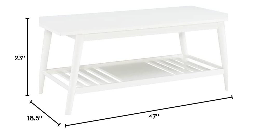 White Linon Samantha Wood Coffee Table - Stylish Living Room Centerpiece for Home Decor & Entertainment