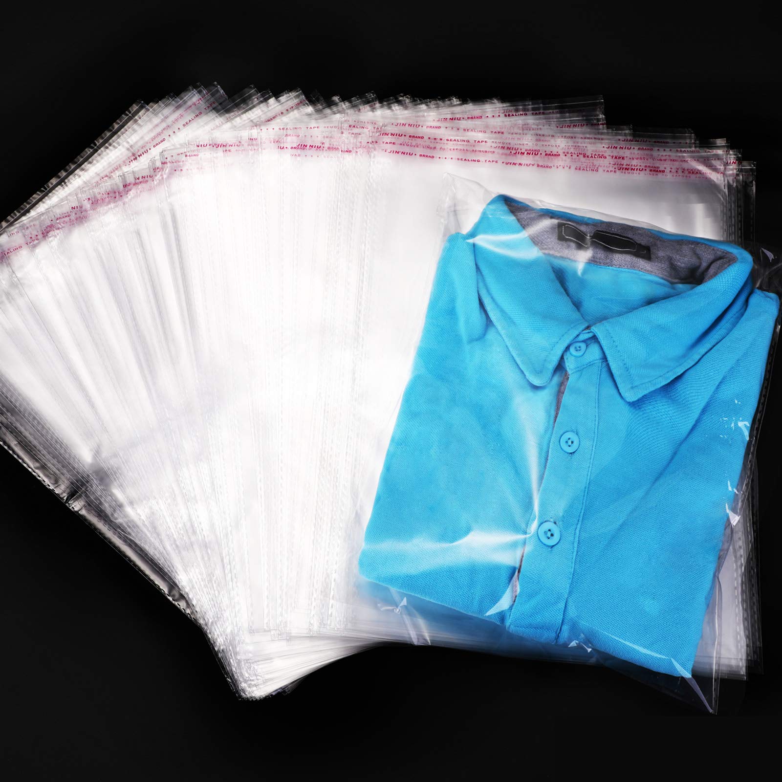 100 Pcs 9x13 Inch Clear Resealable Poly Bags - Self-Sealing T-Shirt Packaging Pouches for Clothing, Small Business Shipping & Retail | Perfect for Ecommerce, Boutique Apparel & Online Store Shipments