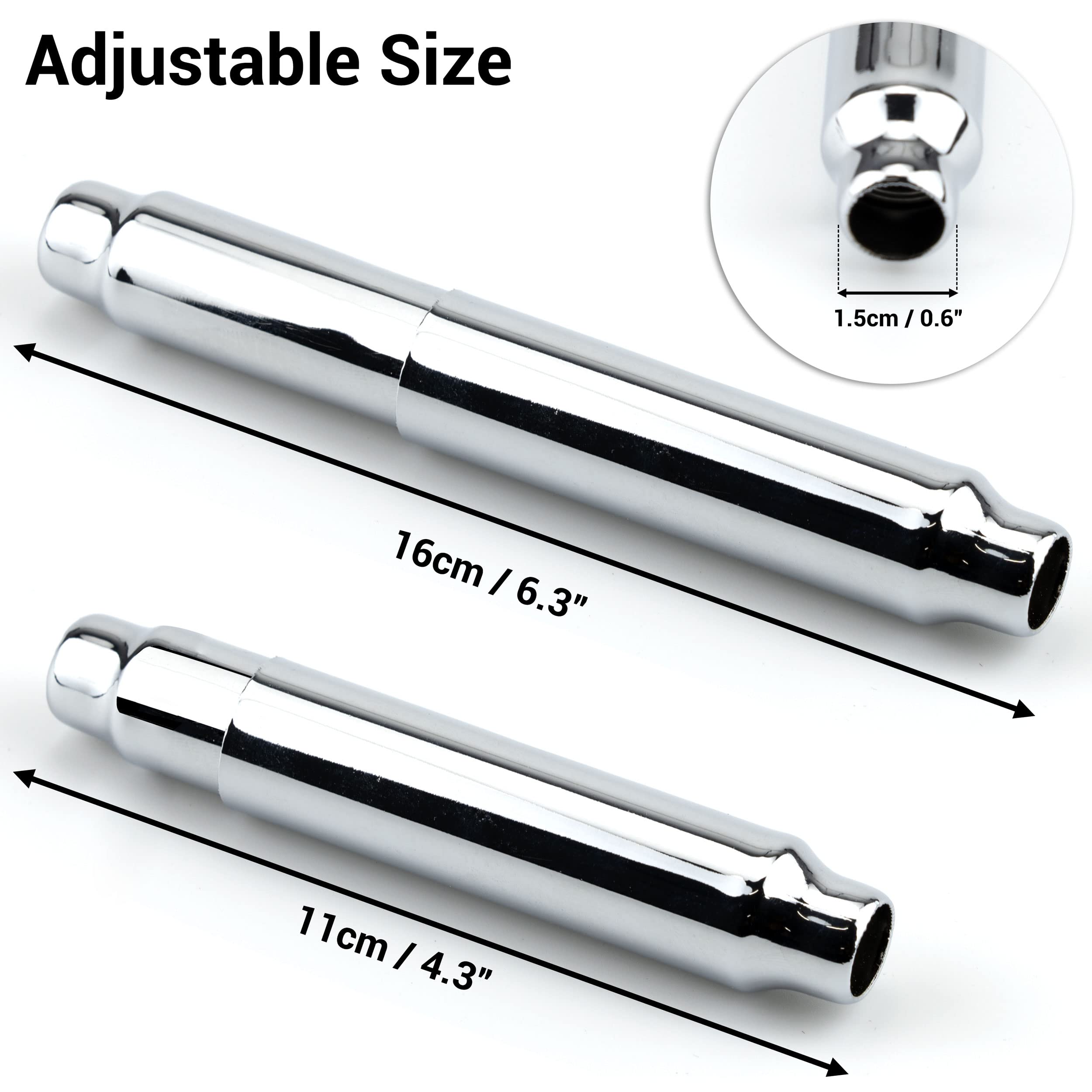 Stainless Steel Spring Loaded Toilet Paper Holder Replacement Rod - Chrome Plated Bathroom Tissue Roller for Home, RV & Office Use