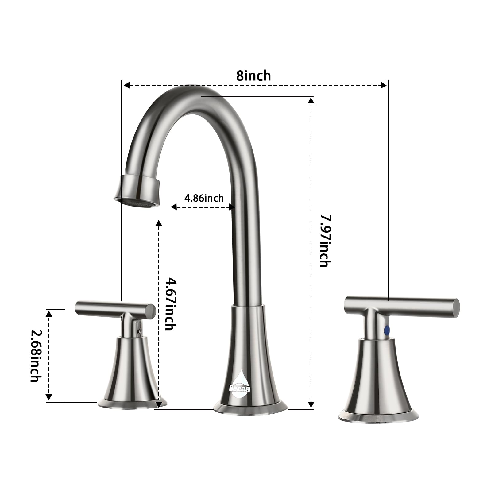 Stainless Steel Bathroom Sink Faucet with Pop-up Drain - for Vanity & Lavatory Use