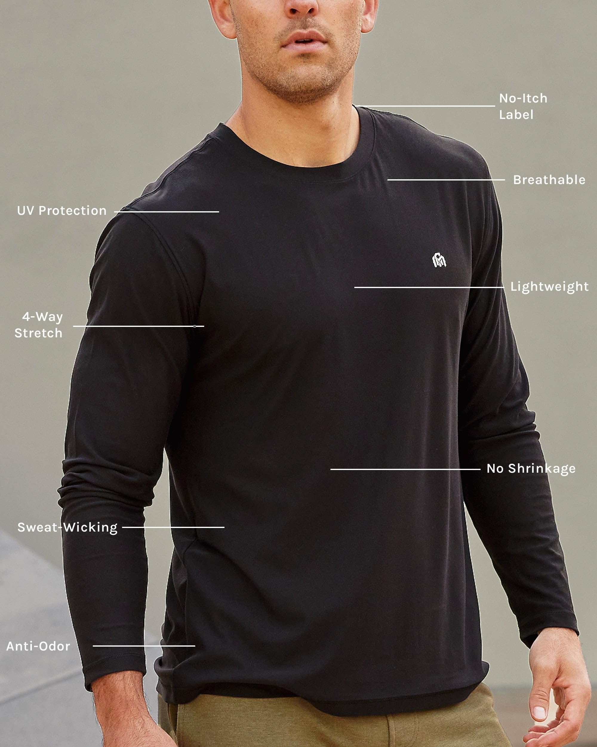 Men's Long Sleeve Athletic Shirt - Dri-Fit Performance Workout Tee (Sizes S-4XL) | Gym, Running & Outdoor Sports Apparel